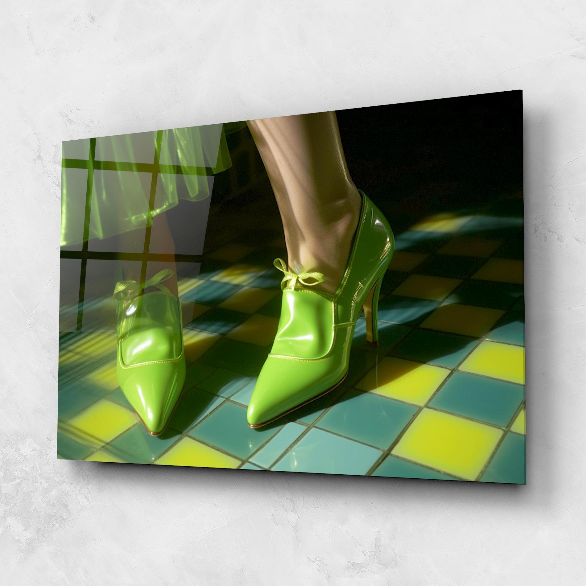 Obraz na Szkle Green Elegant Shoes mockup 1