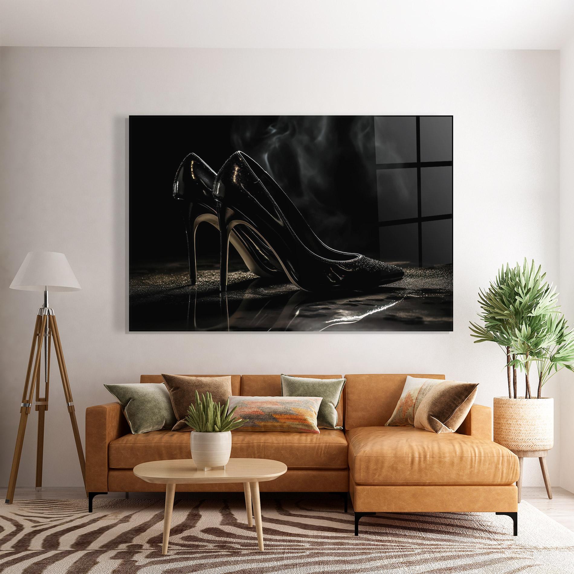Obraz na Szkle Black Leather Shoes mockup 7
