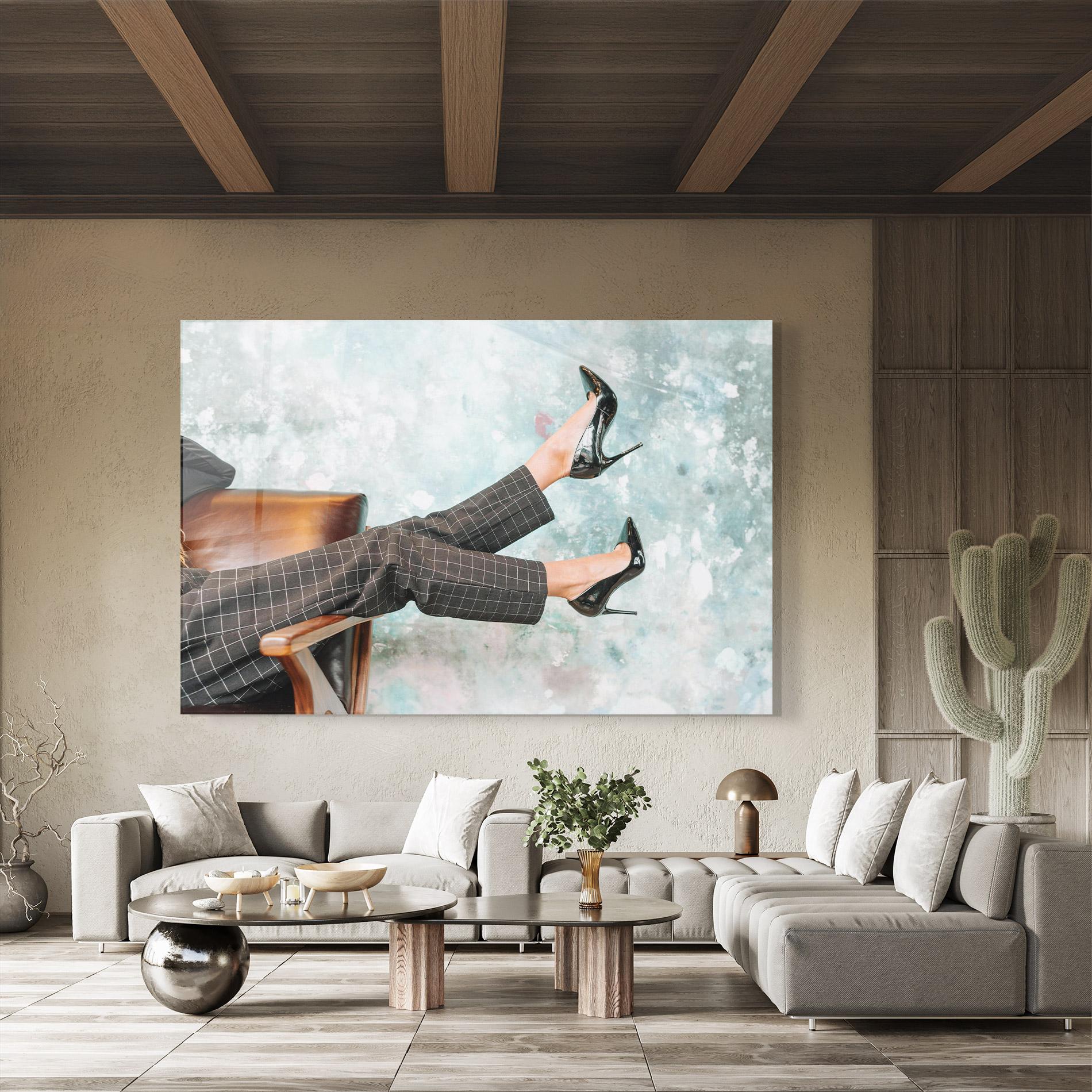 Obraz na Szkle Black Shoes On Chair mockup 8