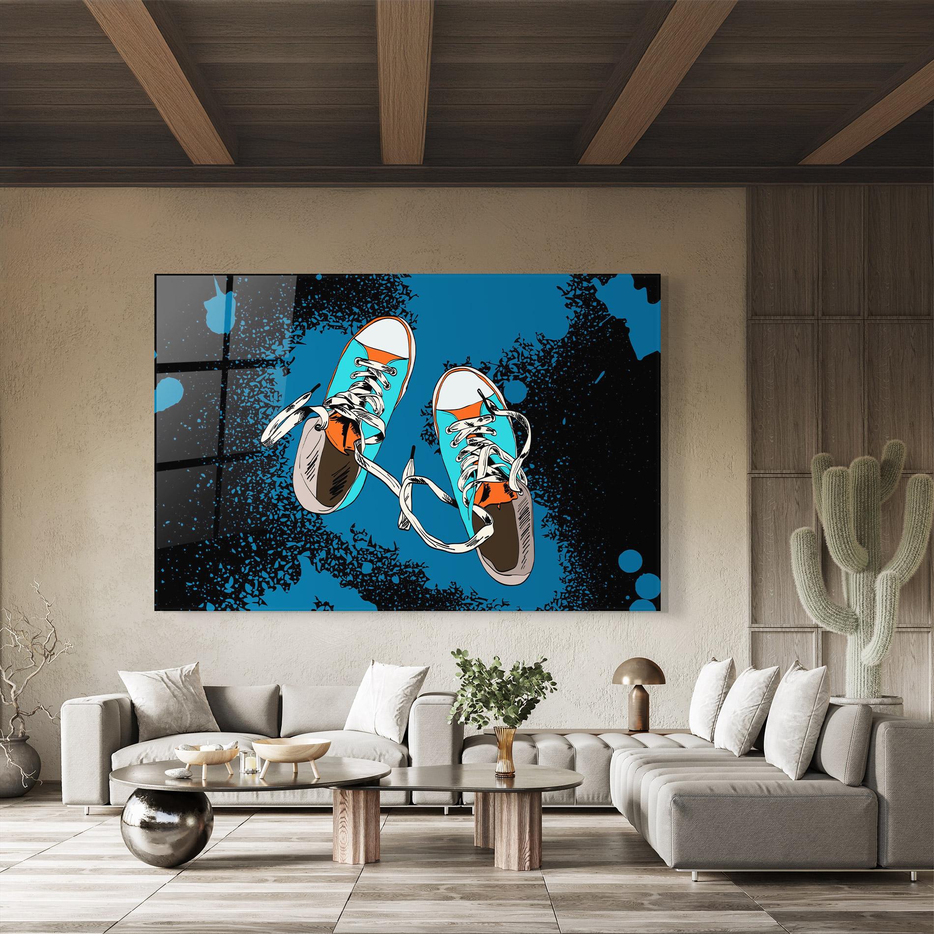 Obraz na Szkle Blue Shoes Splash mockup 8