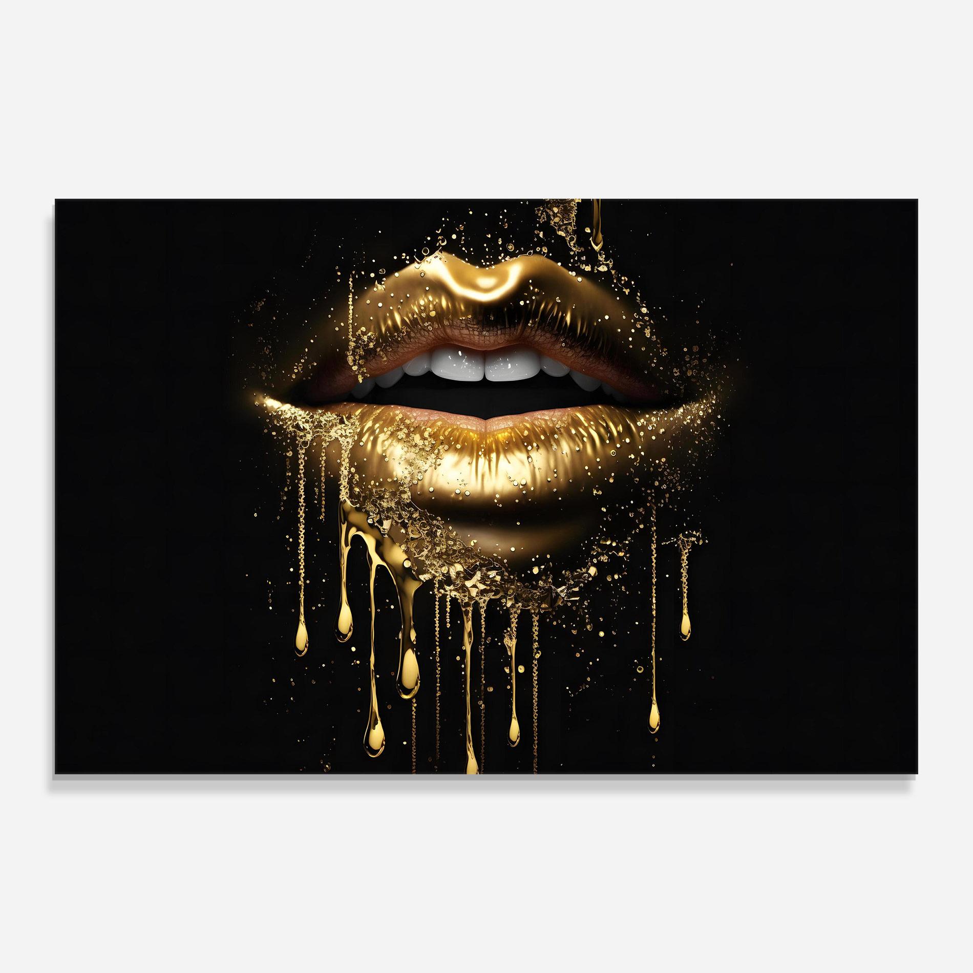 Obraz na Szkle Golden Luxury Lips mockup 0