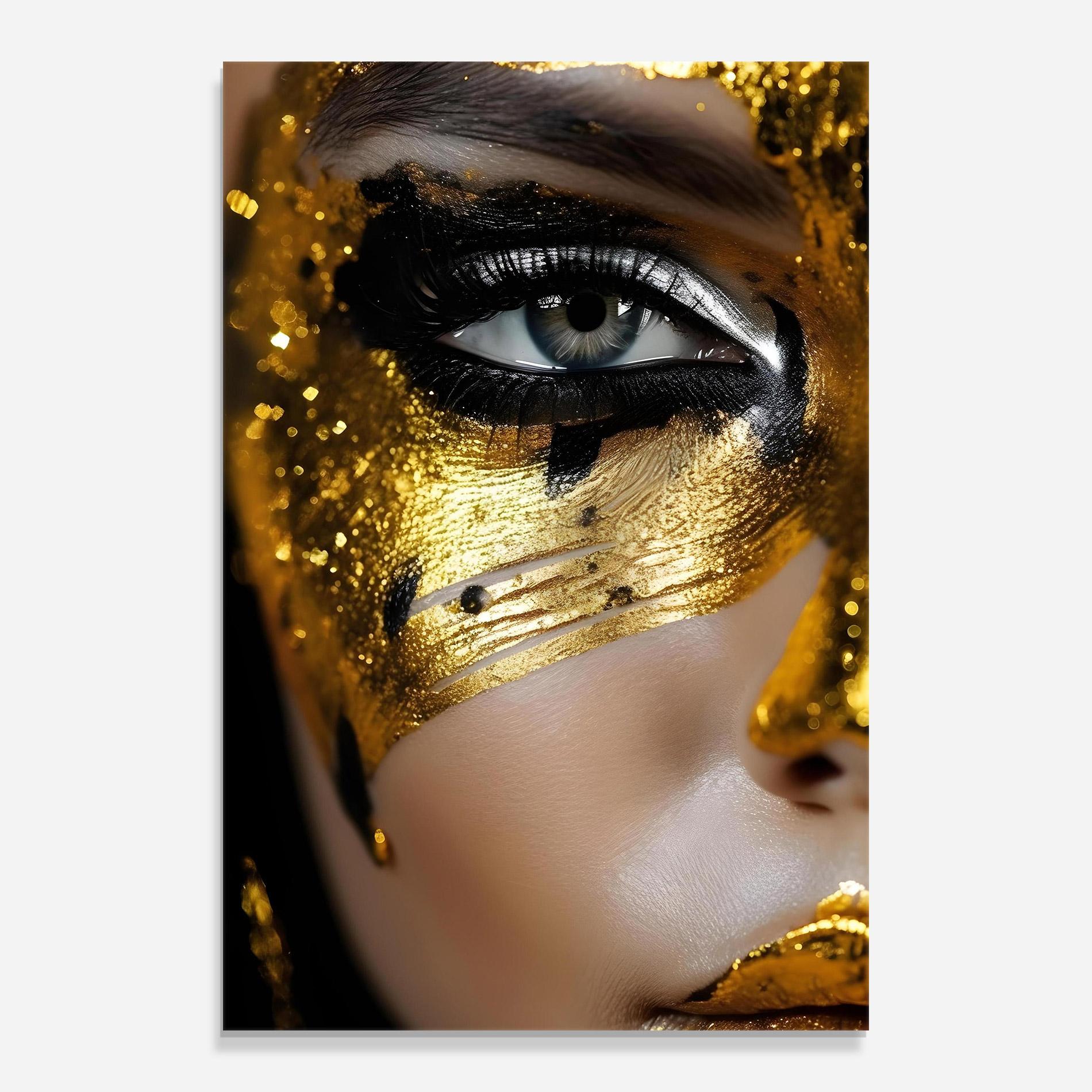 Obraz na Szkle Black Gold Eyeliner mockup 0