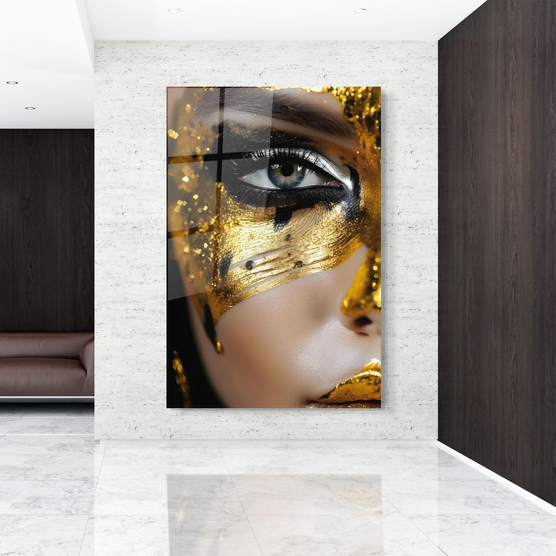 Obraz na Szkle Black Gold Eyeliner mockup 9