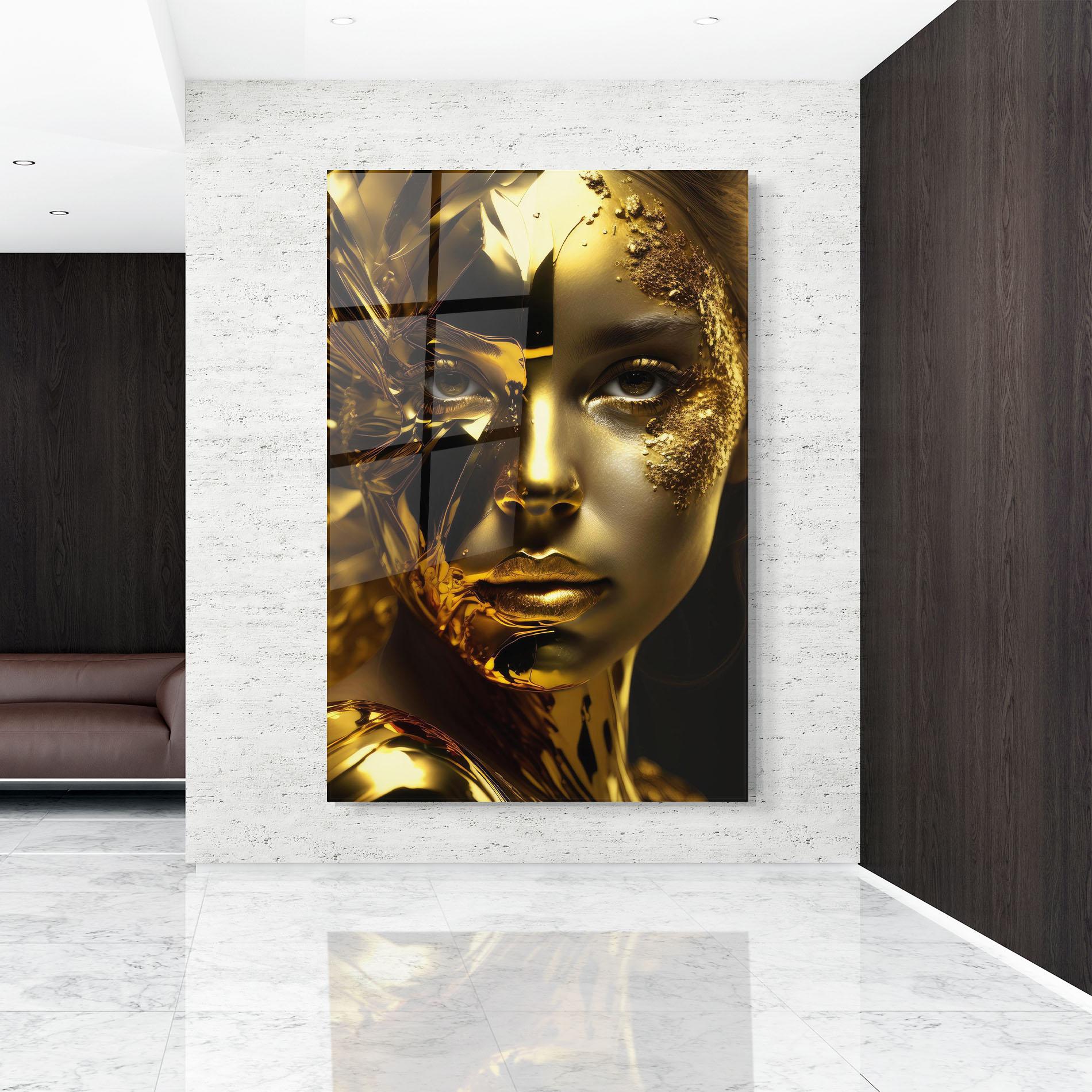 Obraz na Szkle Covered By Gold mockup 9