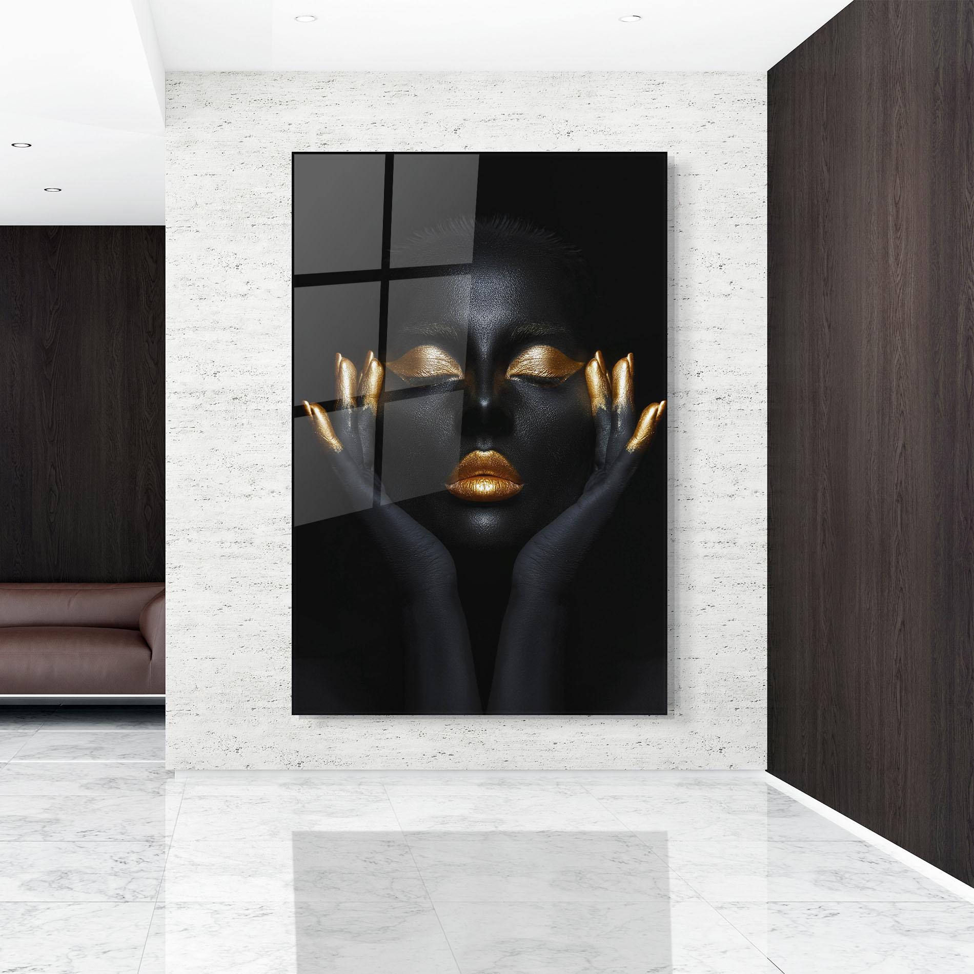 Obraz na Szkle Fingertips Gold Makeup mockup 9