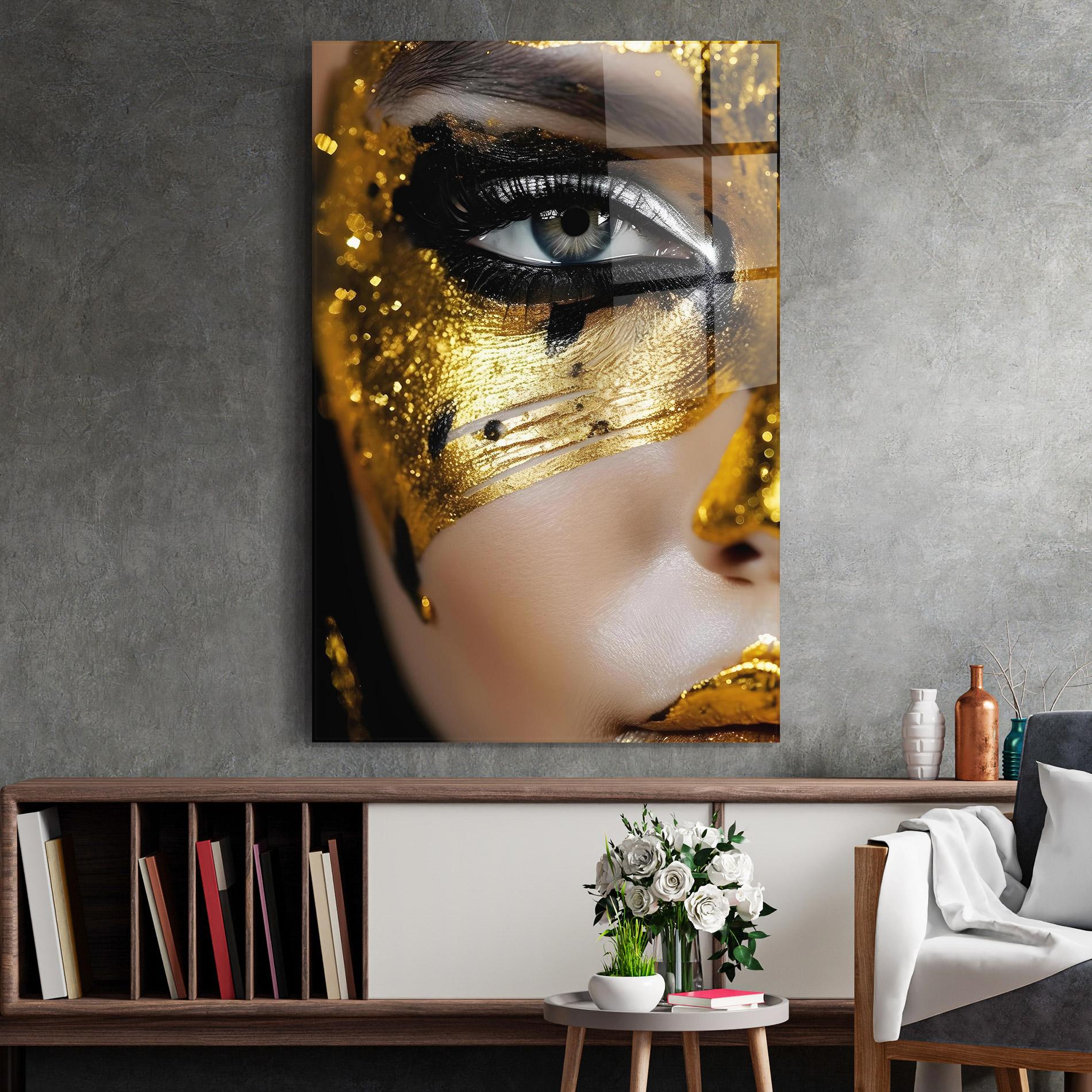 Obraz na Szkle Black Gold Eyeliner mockup 2