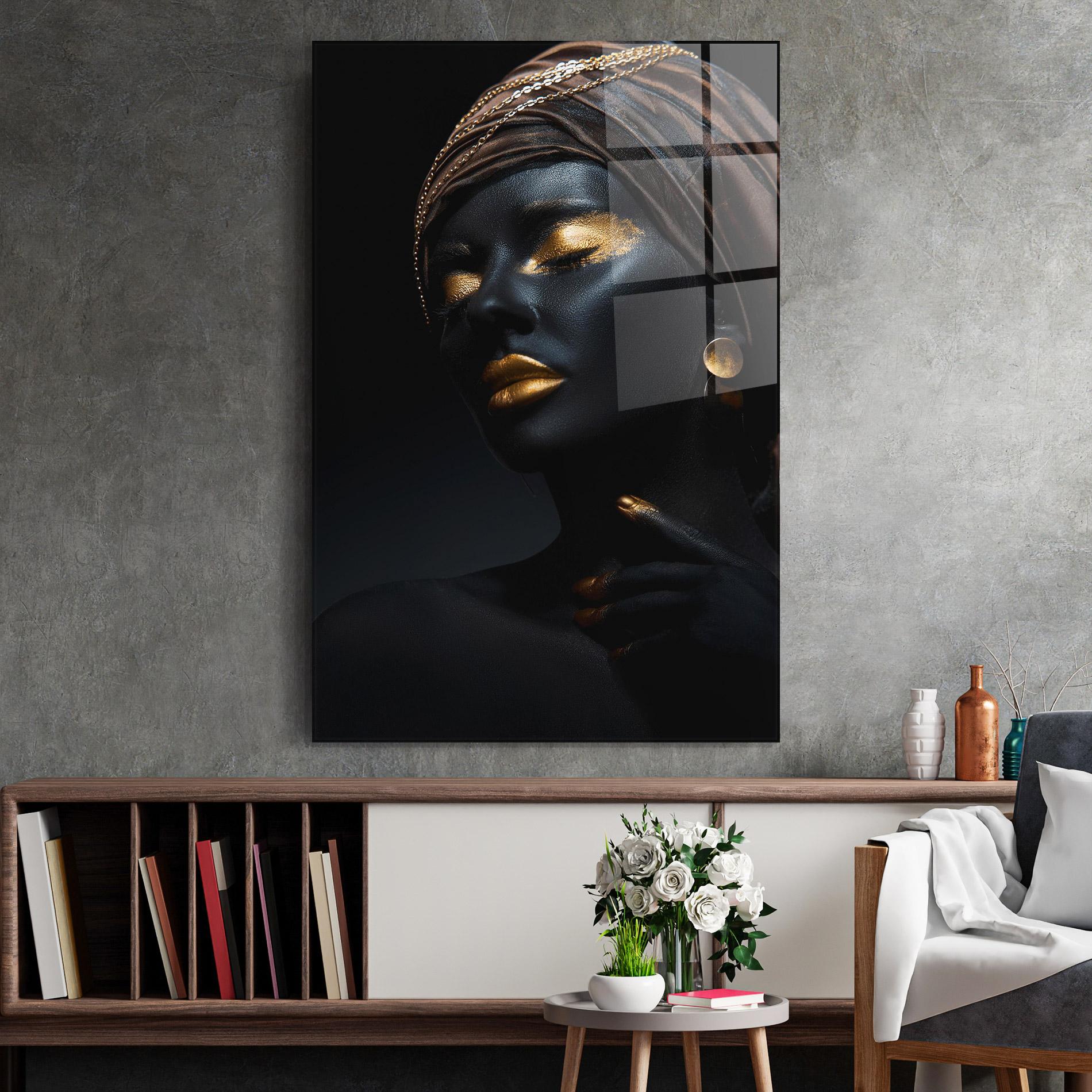 Obraz na Szkle Black Gold Skin mockup 2
