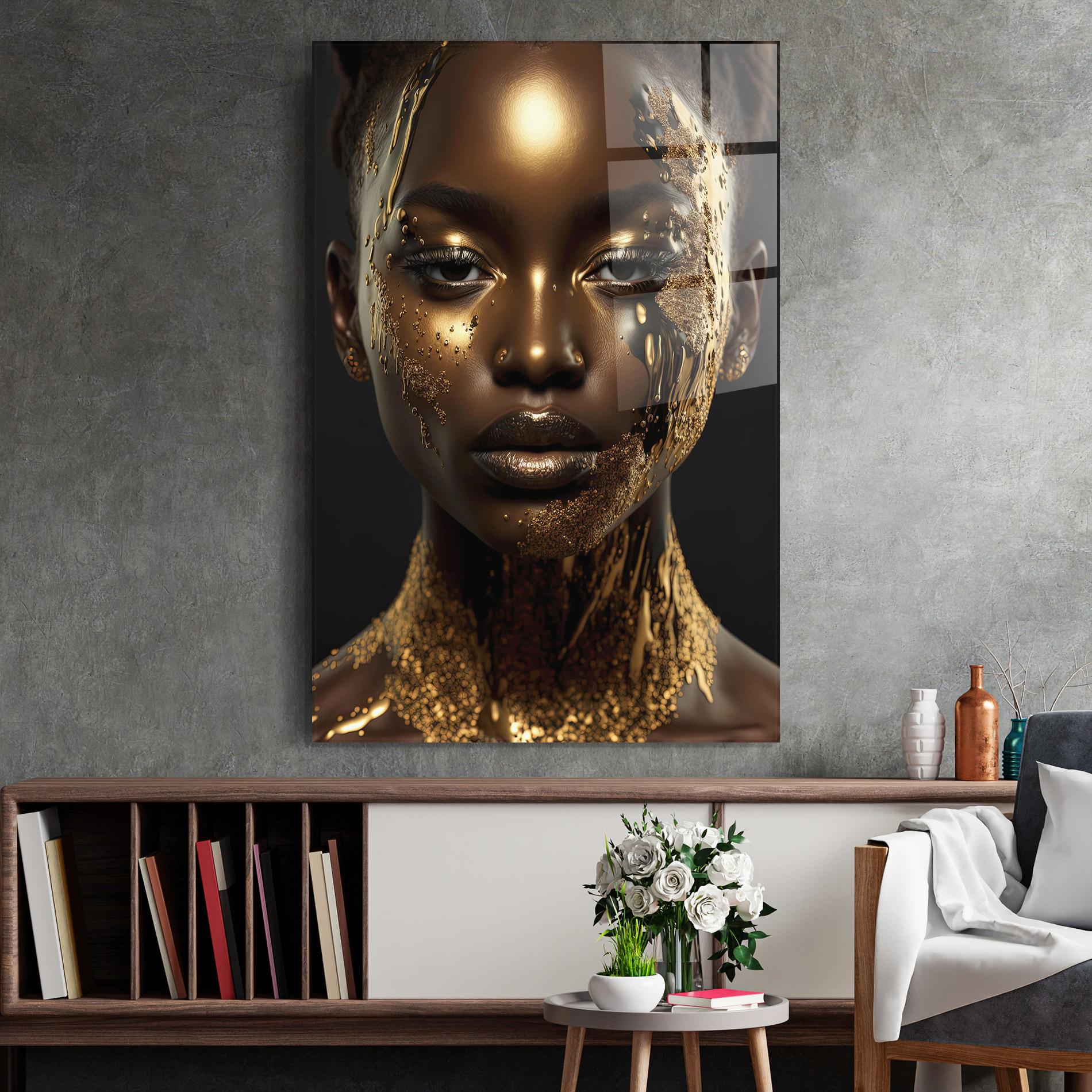 Obraz na Szkle Dripping Gold Woman mockup 2
