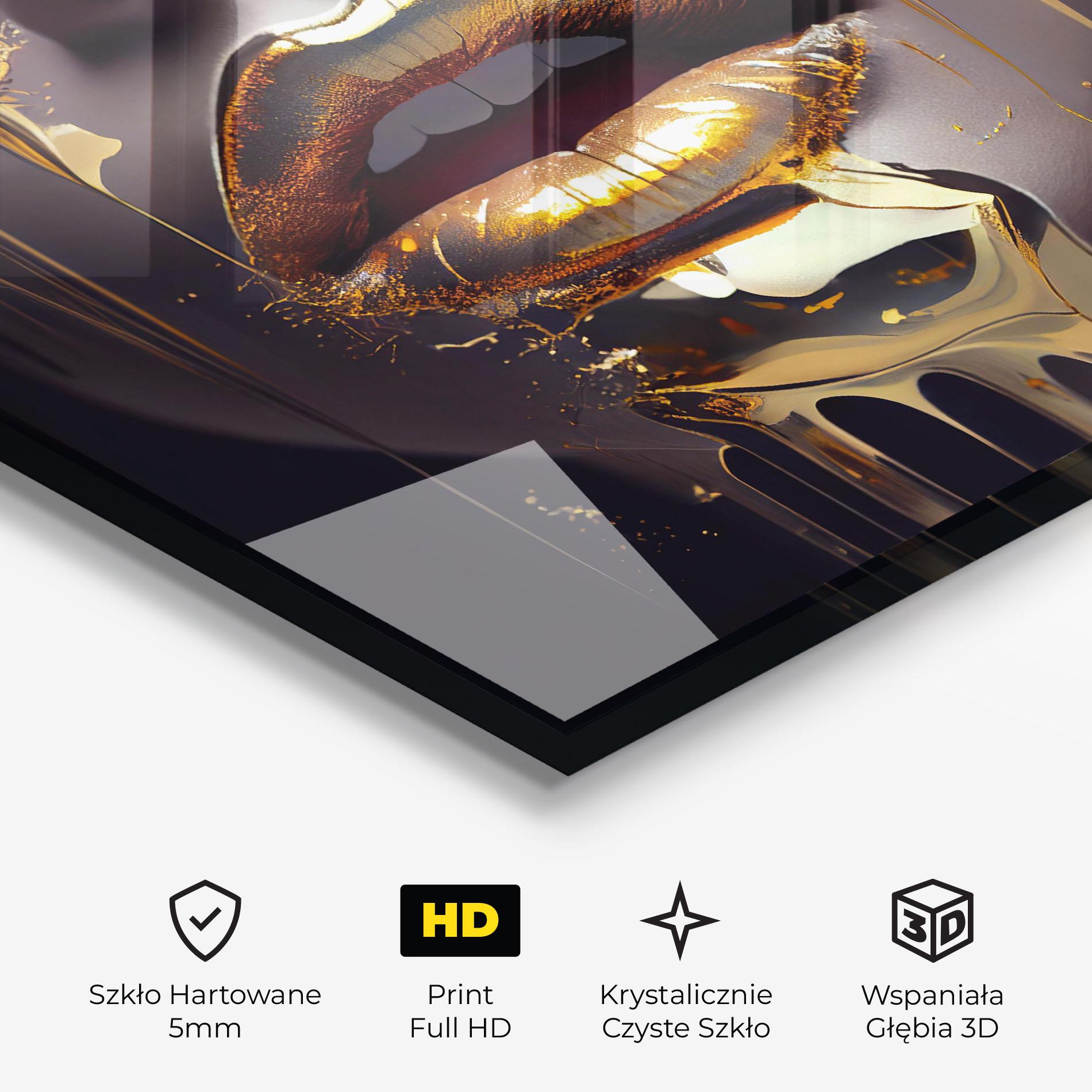 Obraz na Szkle Glamorous Gold Lips mockup 3