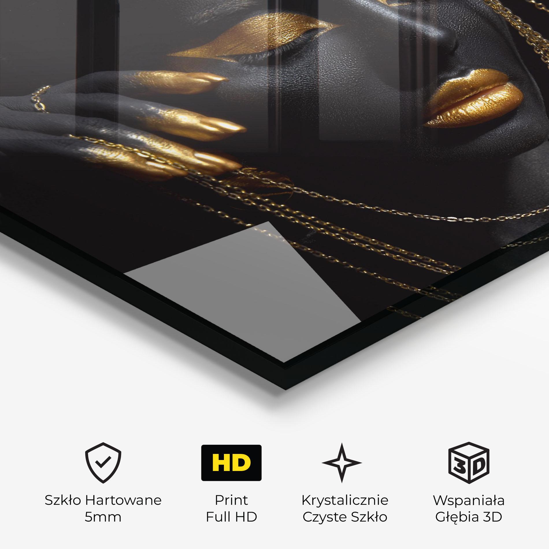 Obraz na Szkle Gold Black Skin mockup 3
