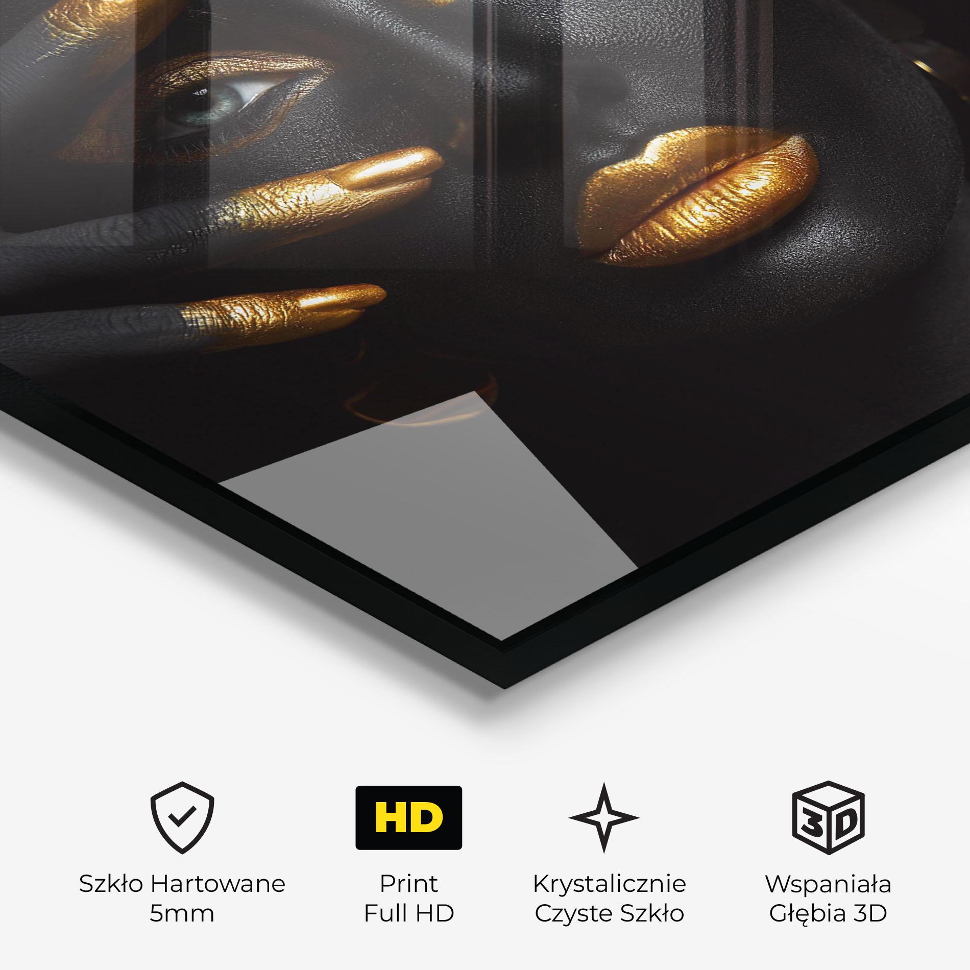 Obraz na Szkle Gold Makeup Nails mockup 3