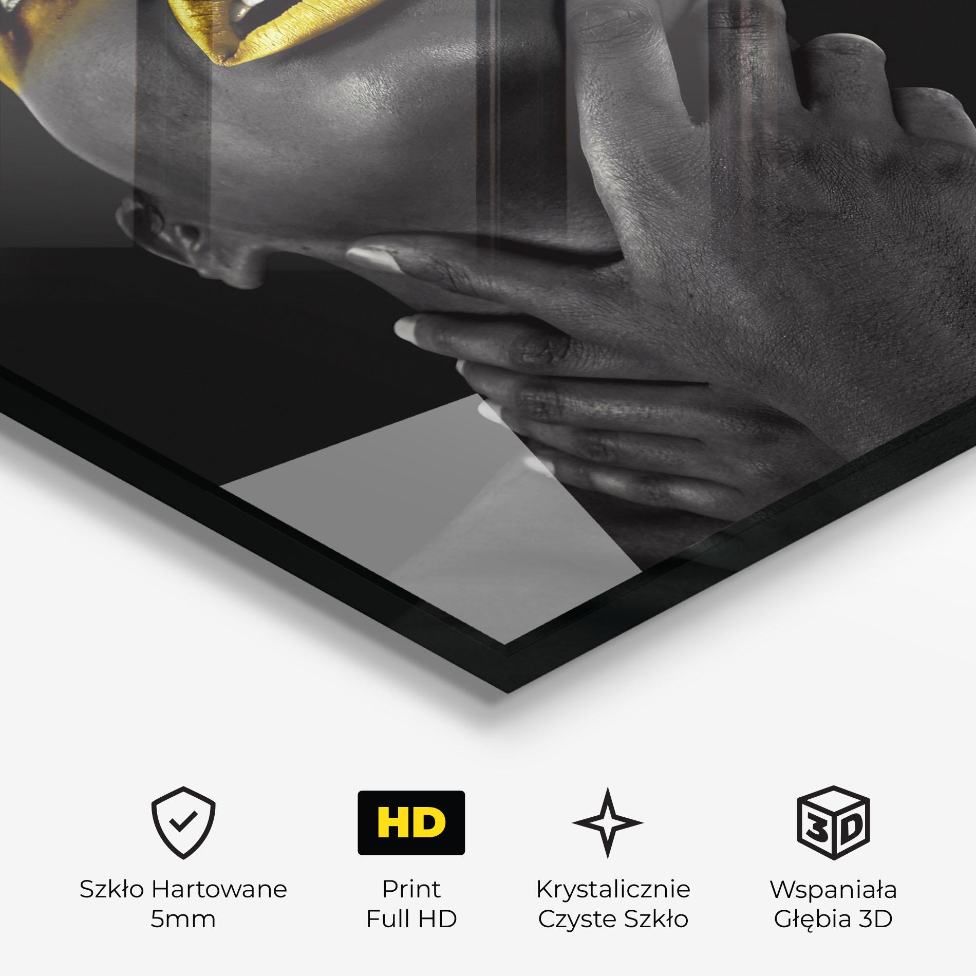 Obraz na Szkle Golden Lips Women mockup 3