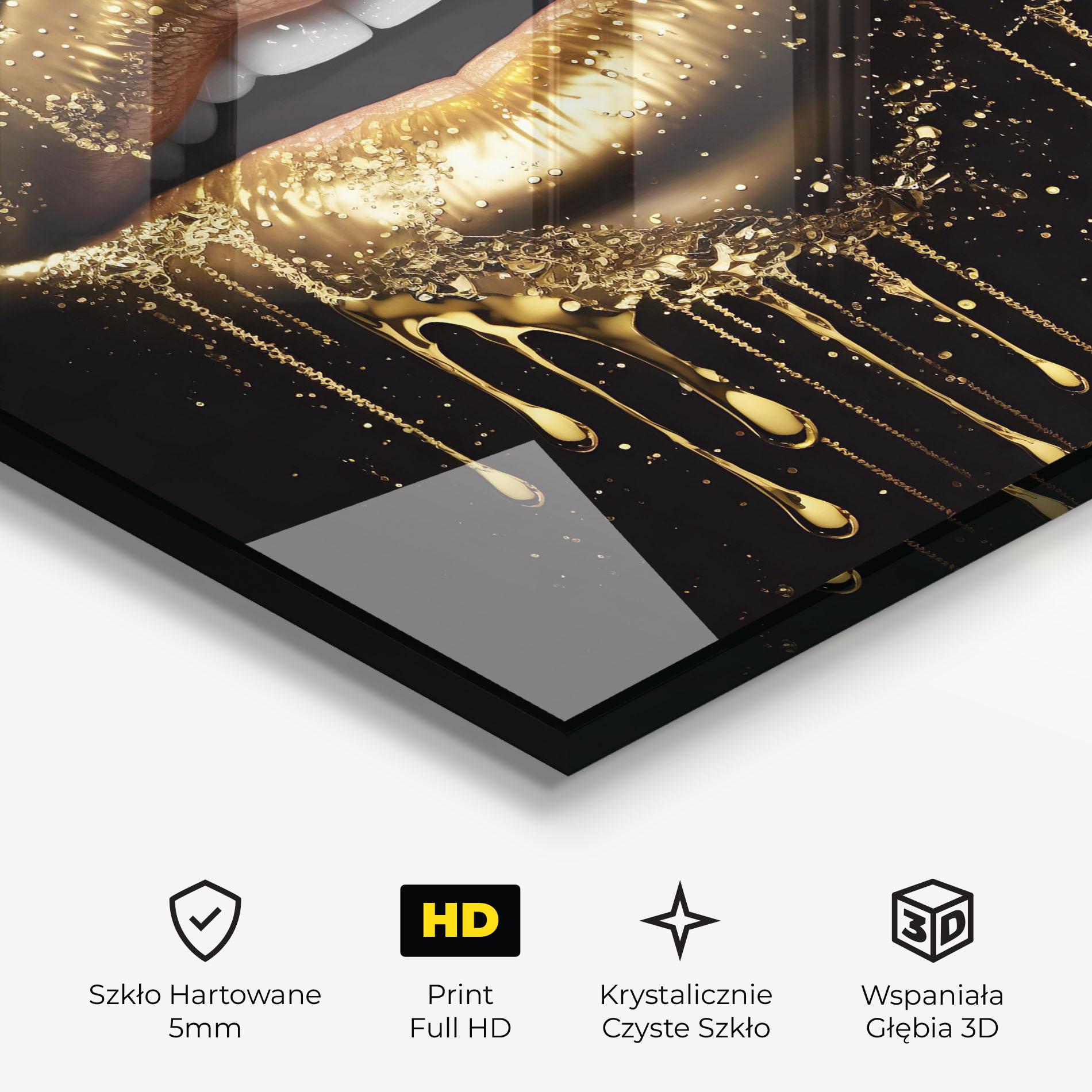 Obraz na Szkle Golden Luxury Lips mockup 3
