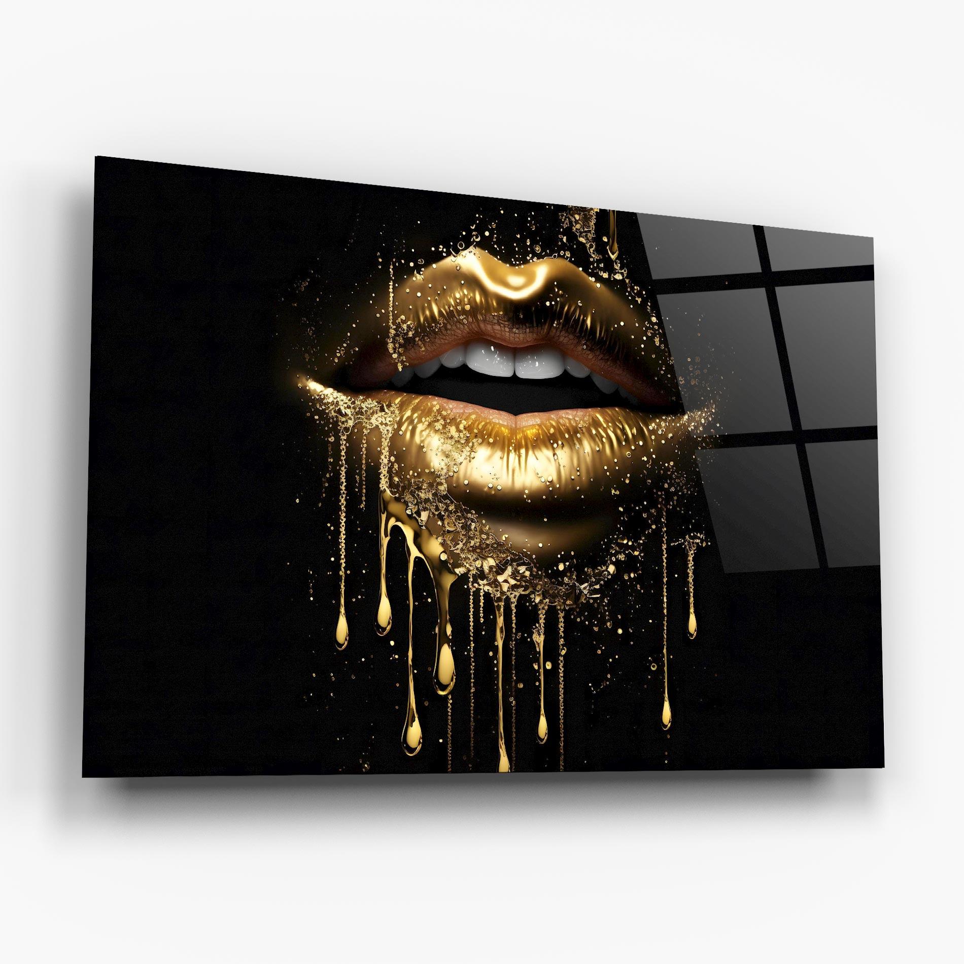 Obraz na Szkle Golden Luxury Lips mockup 6