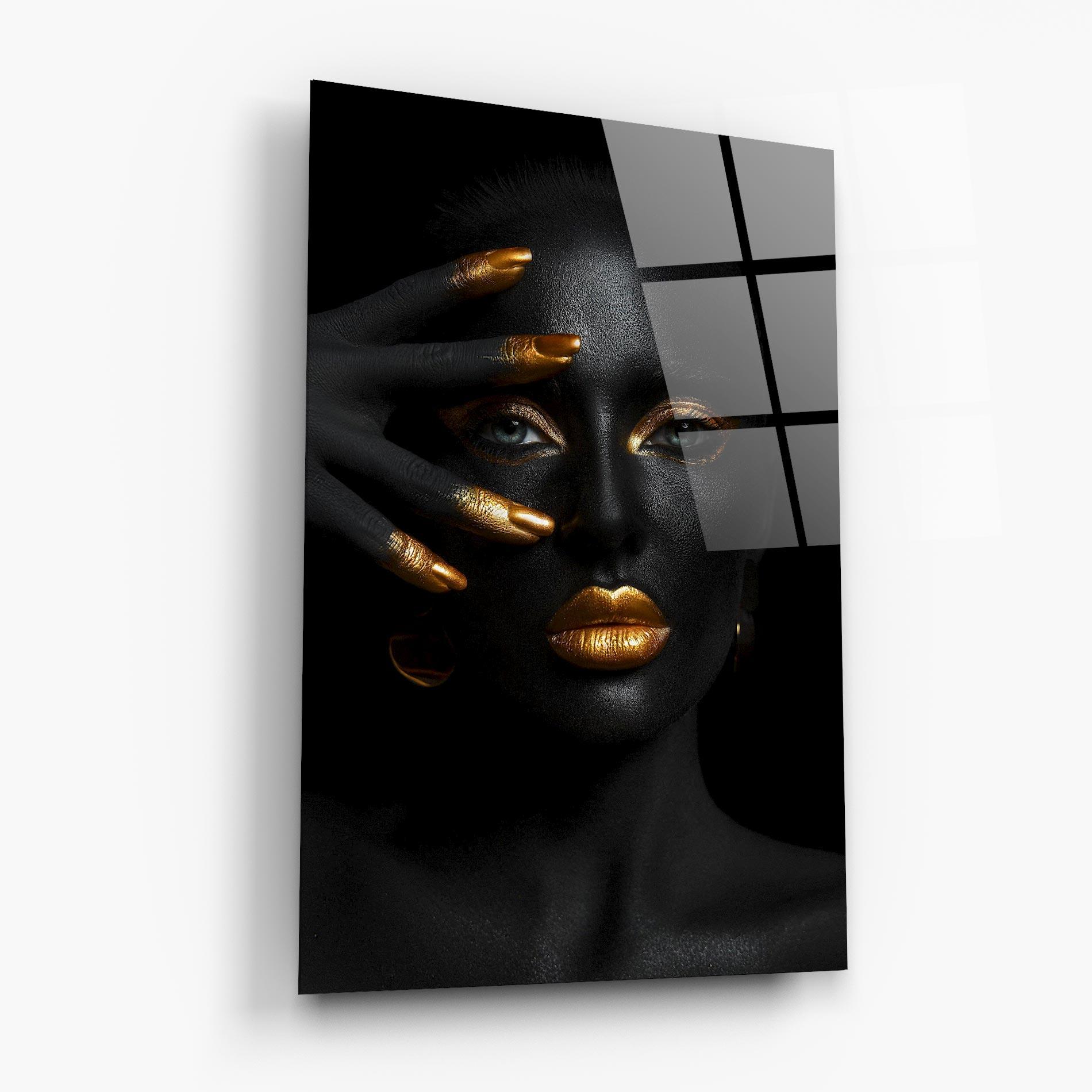 Obraz na Szkle Gold Makeup Nails mockup 6