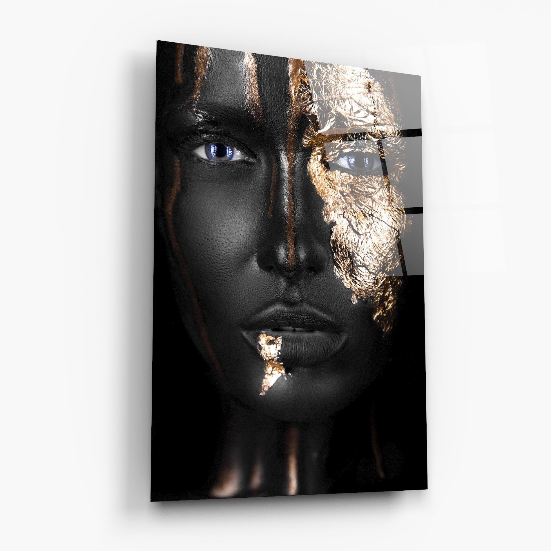 Obraz na Szkle Golden Face mockup 6