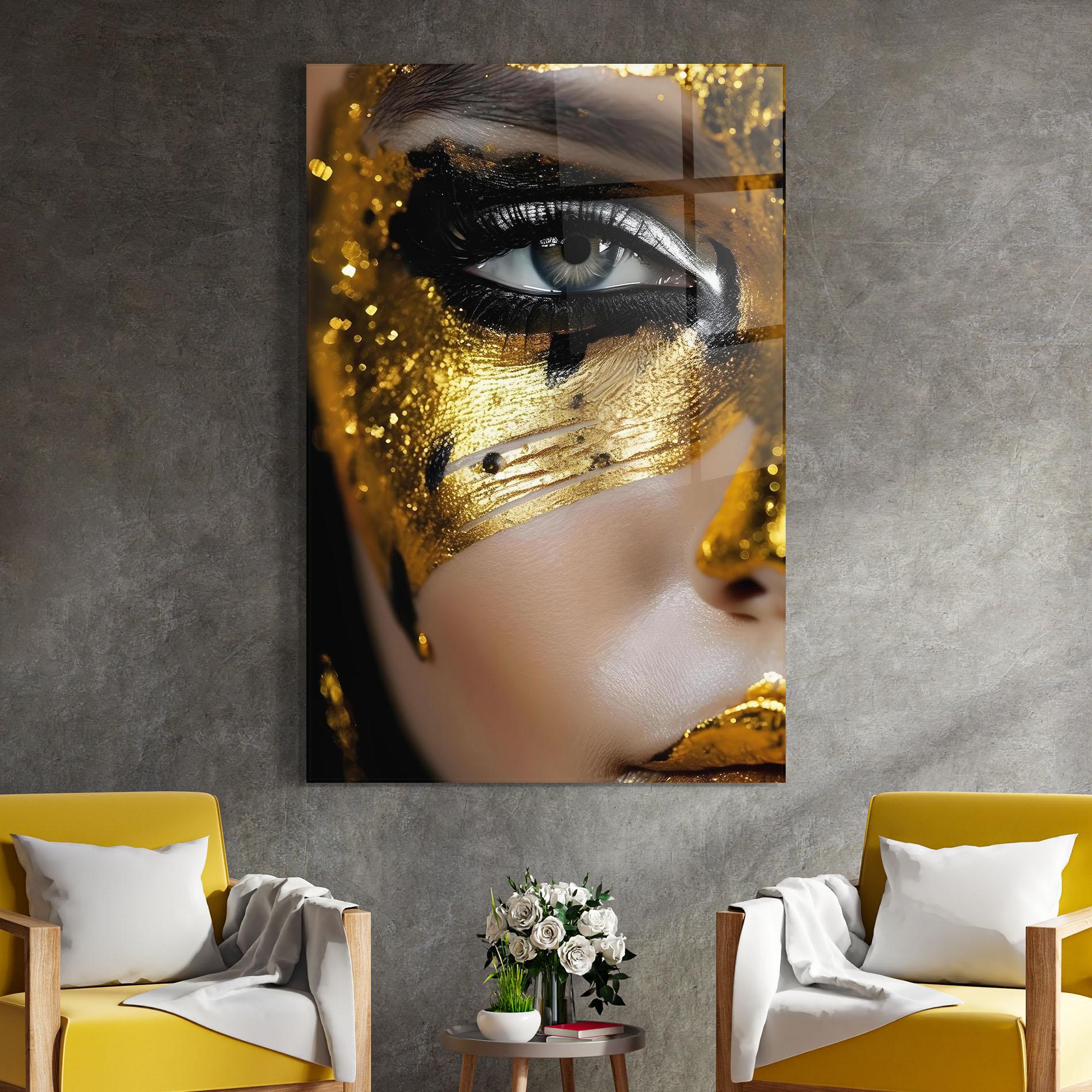 Obraz na Szkle Black Gold Eyeliner mockup 4