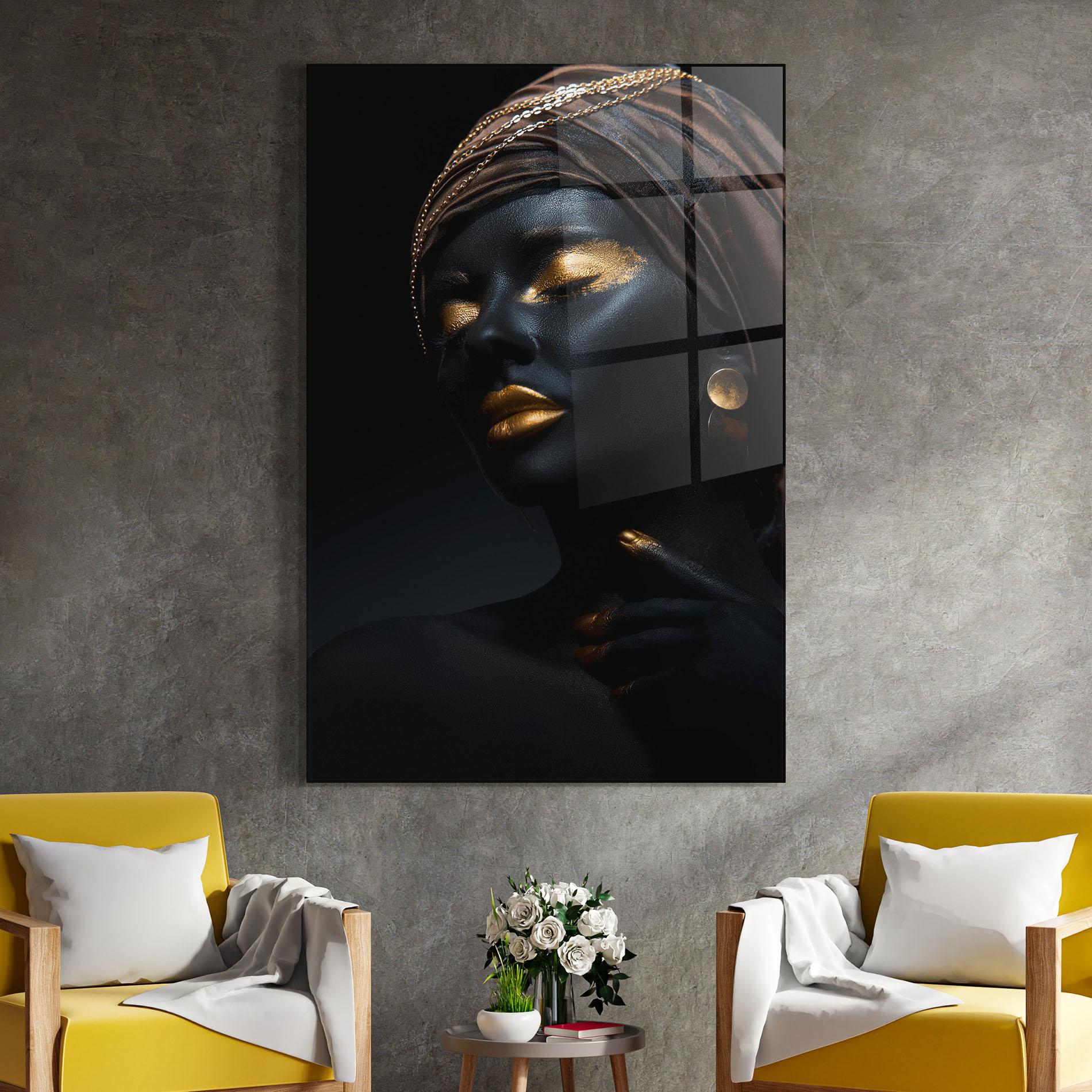 Obraz na Szkle Black Gold Skin mockup 4