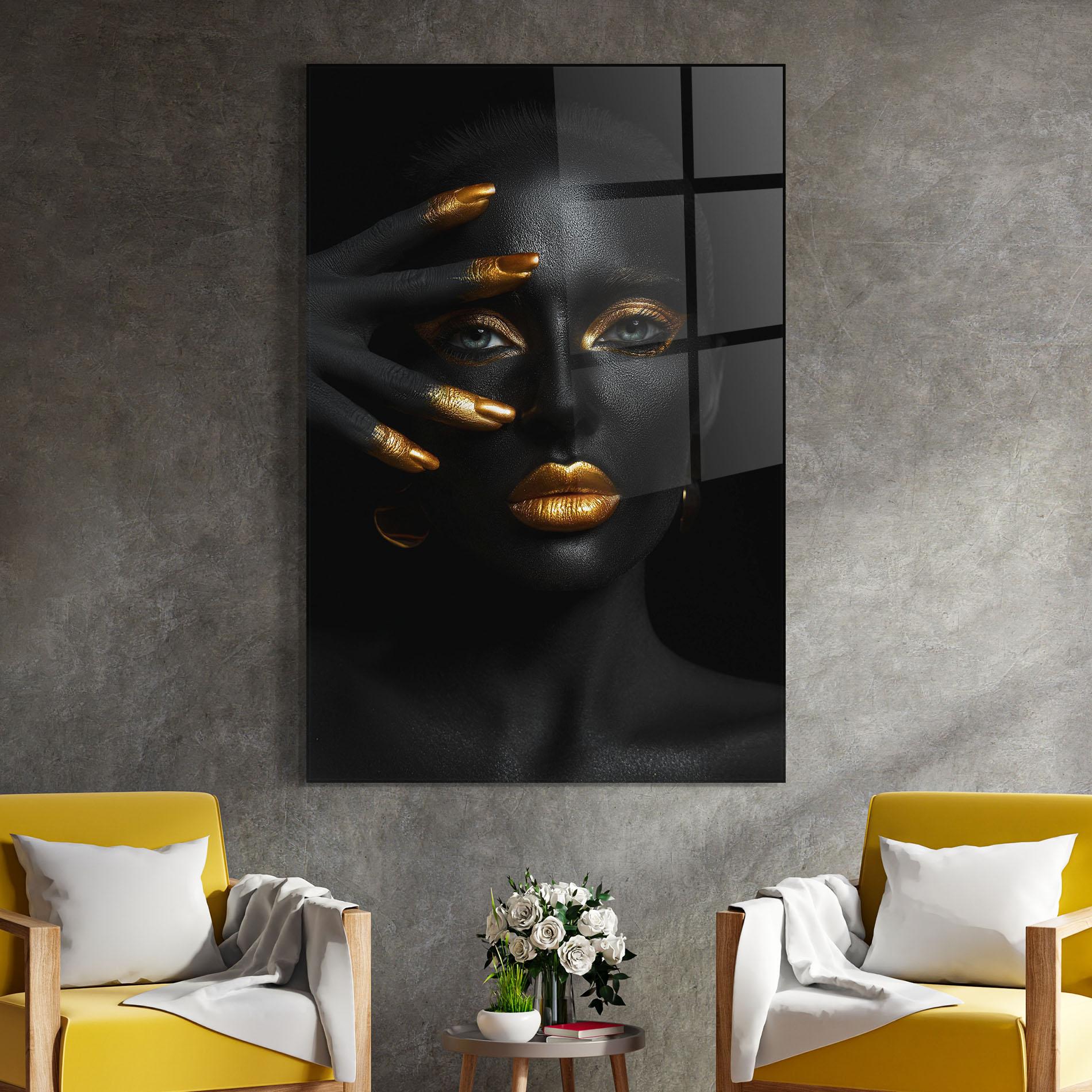 Obraz na Szkle Gold Makeup Nails mockup 4