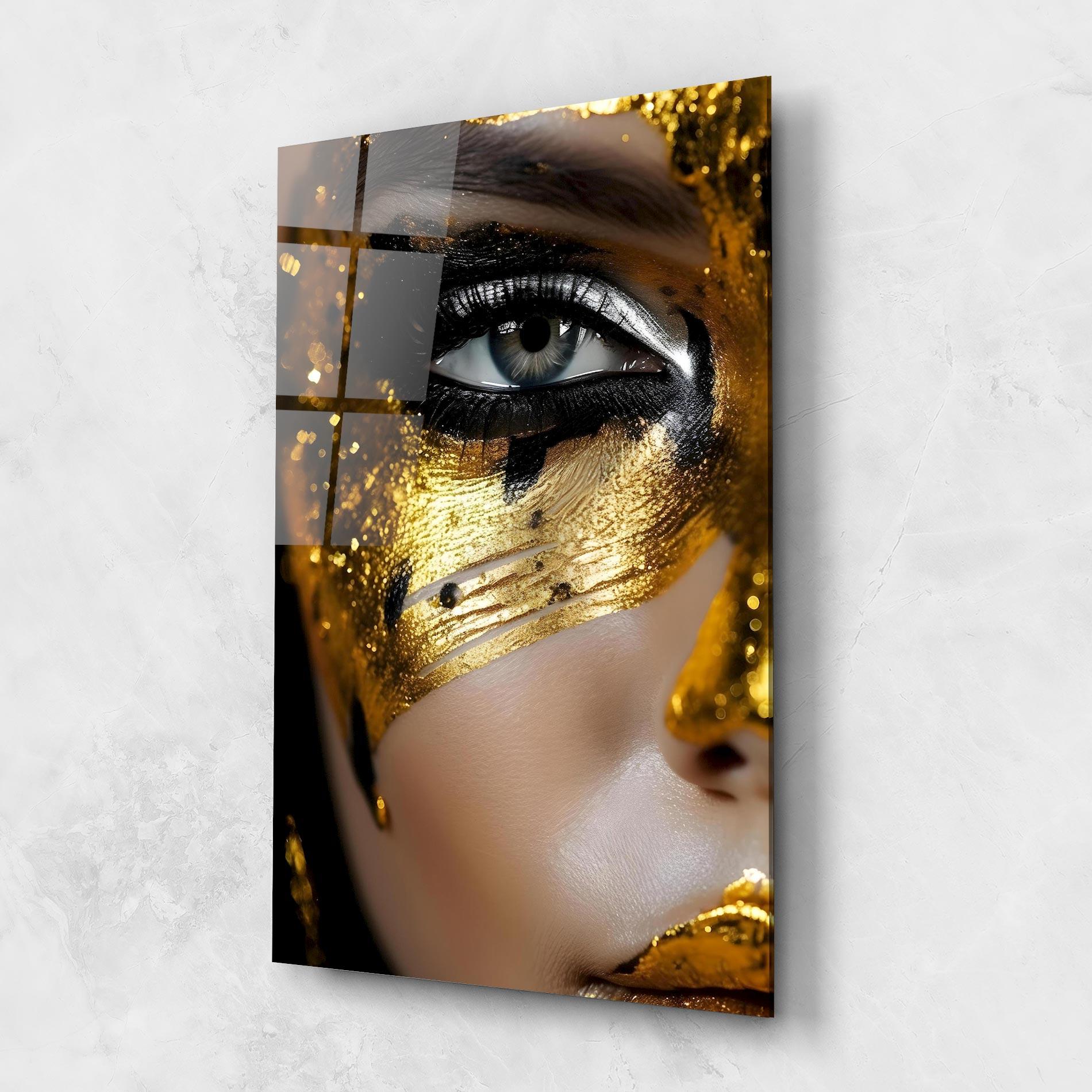 Obraz na Szkle Black Gold Eyeliner mockup 1