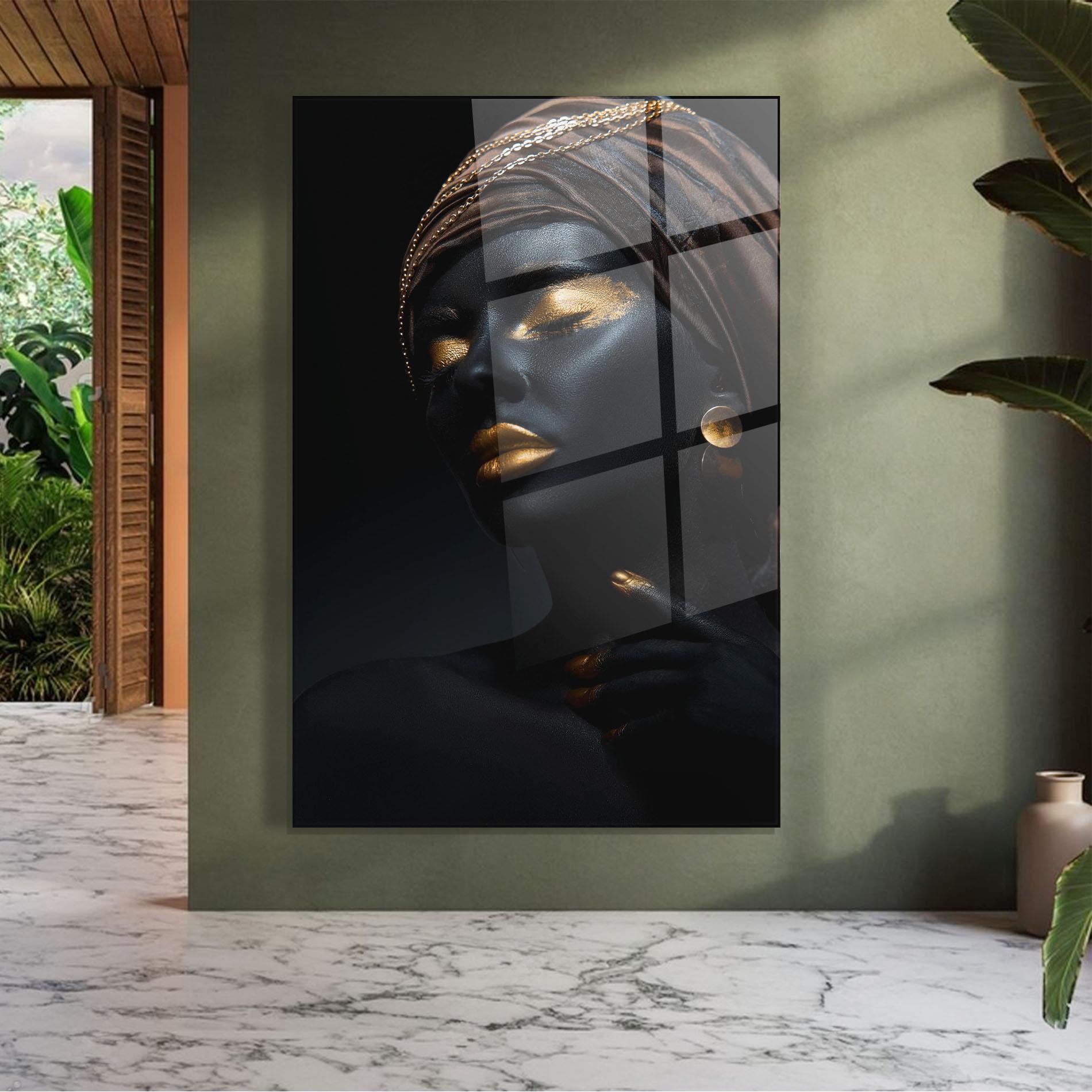 Obraz na Szkle Black Gold Skin mockup 7