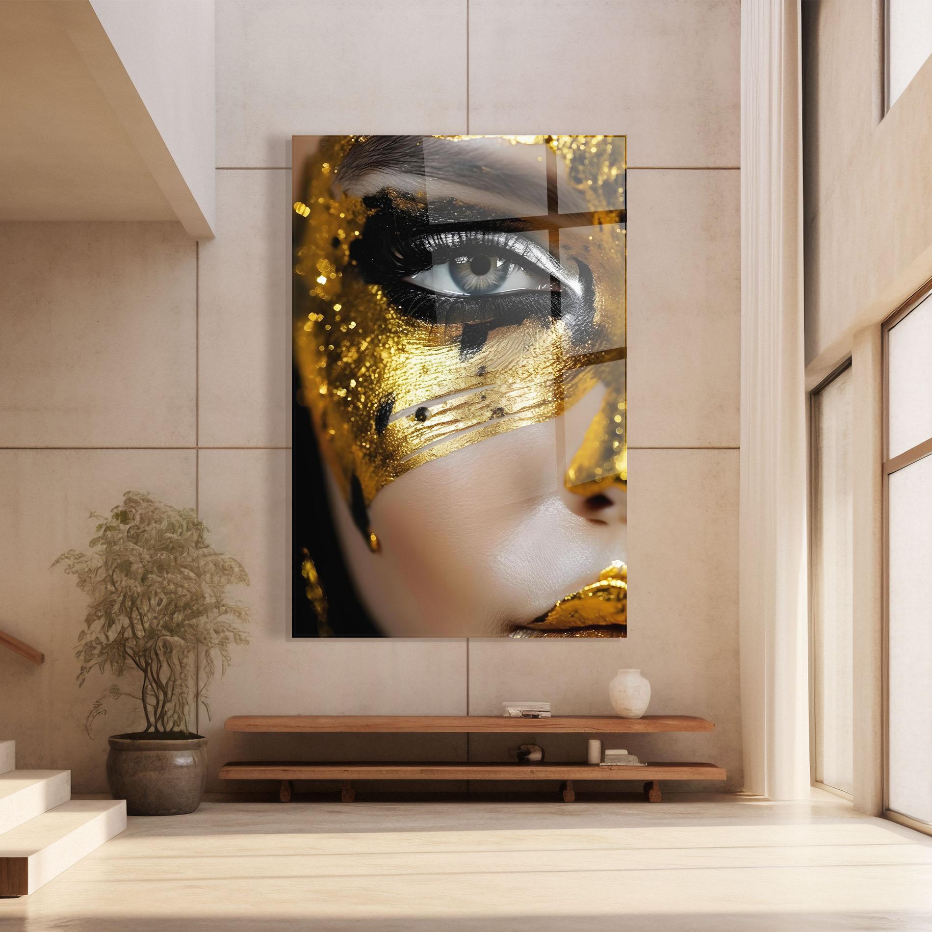 Obraz na Szkle Black Gold Eyeliner mockup 8