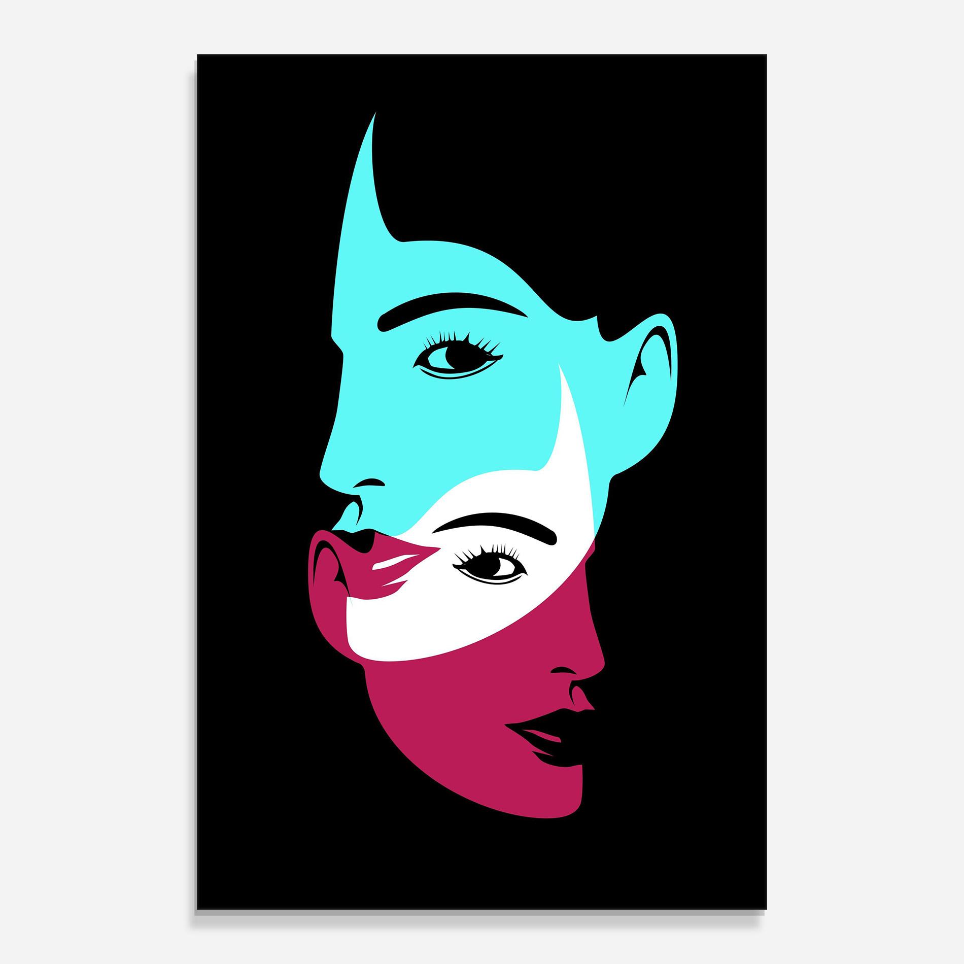 Obraz na Szkle Blue Pink Women mockup 0