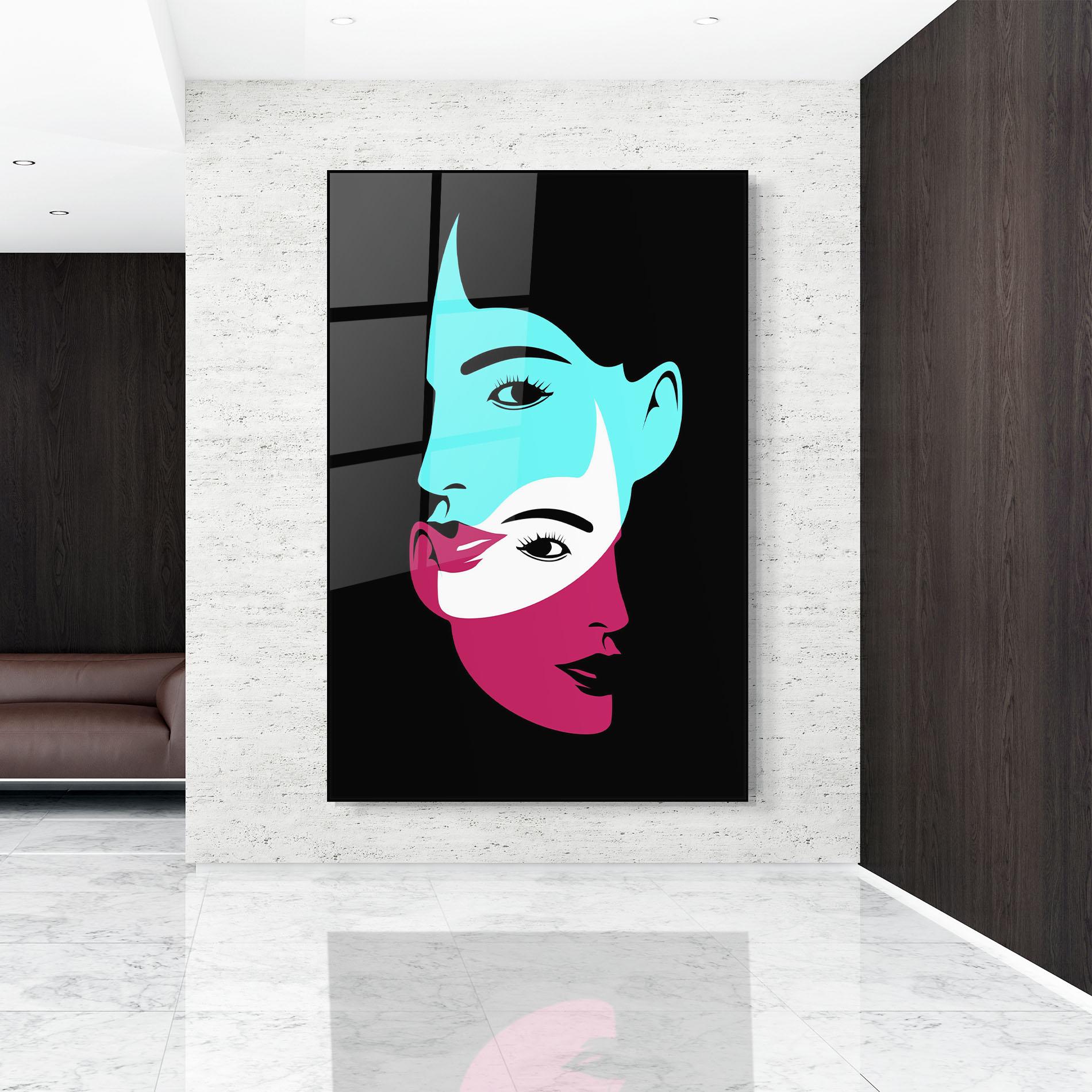 Obraz na Szkle Blue Pink Women mockup 9