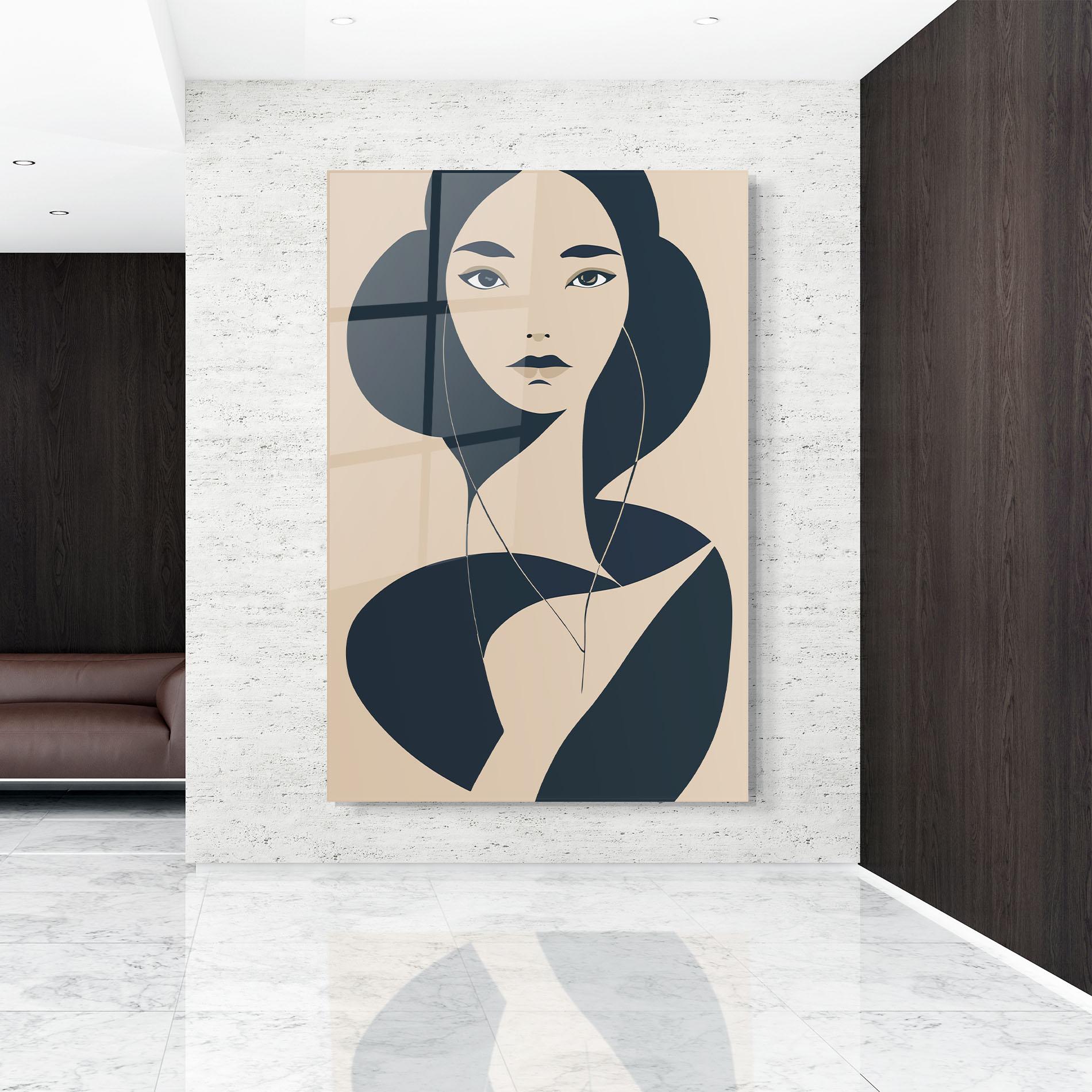 Obraz na Szkle Cream Blue Woman mockup 9