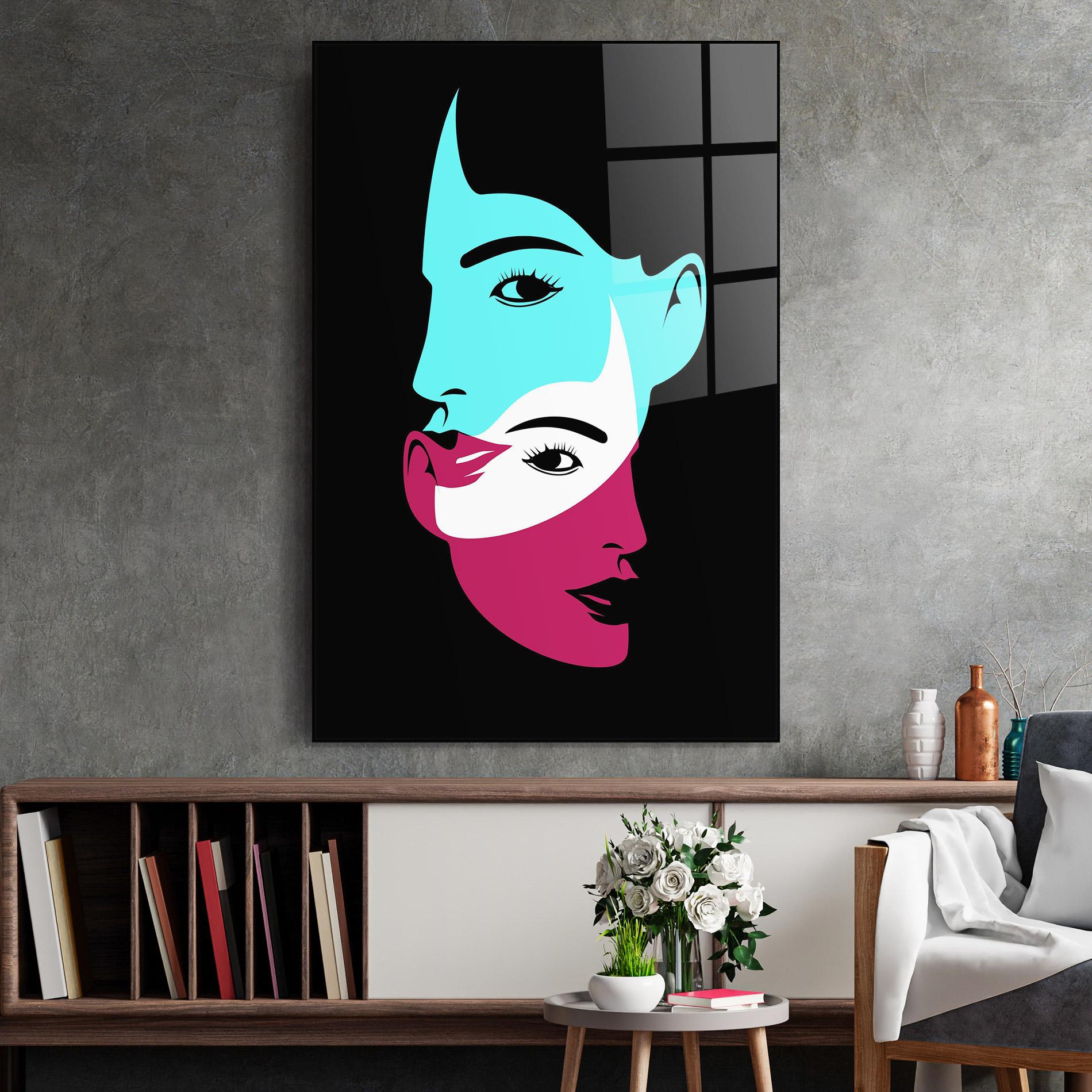 Obraz na Szkle Blue Pink Women mockup 2