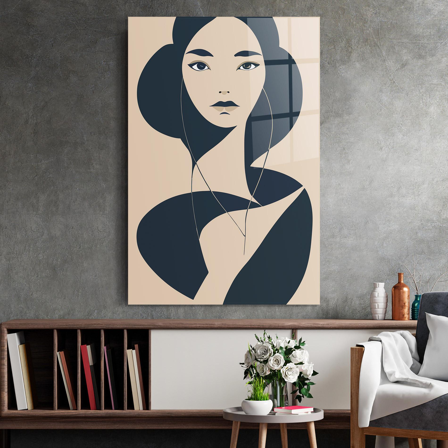 Obraz na Szkle Cream Blue Woman mockup 2