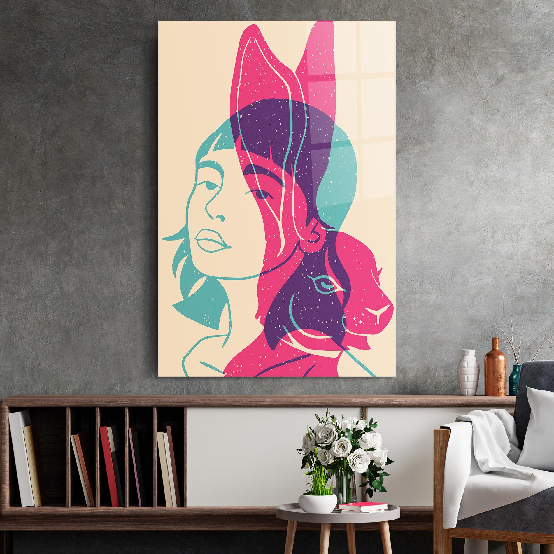 Obraz na Szkle Girl Rabbit mockup 2