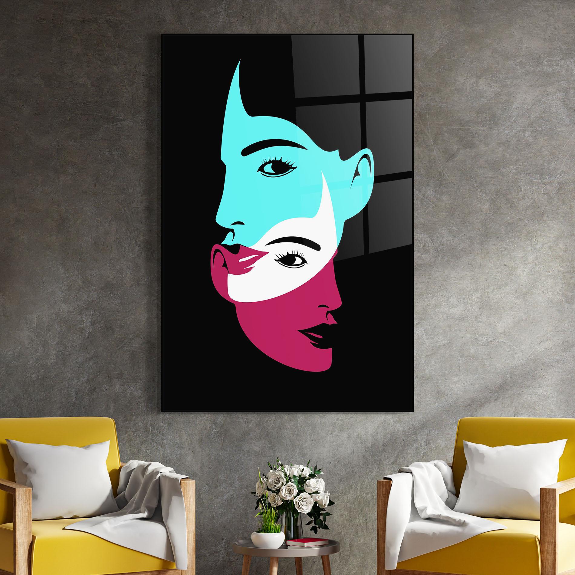 Obraz na Szkle Blue Pink Women mockup 4