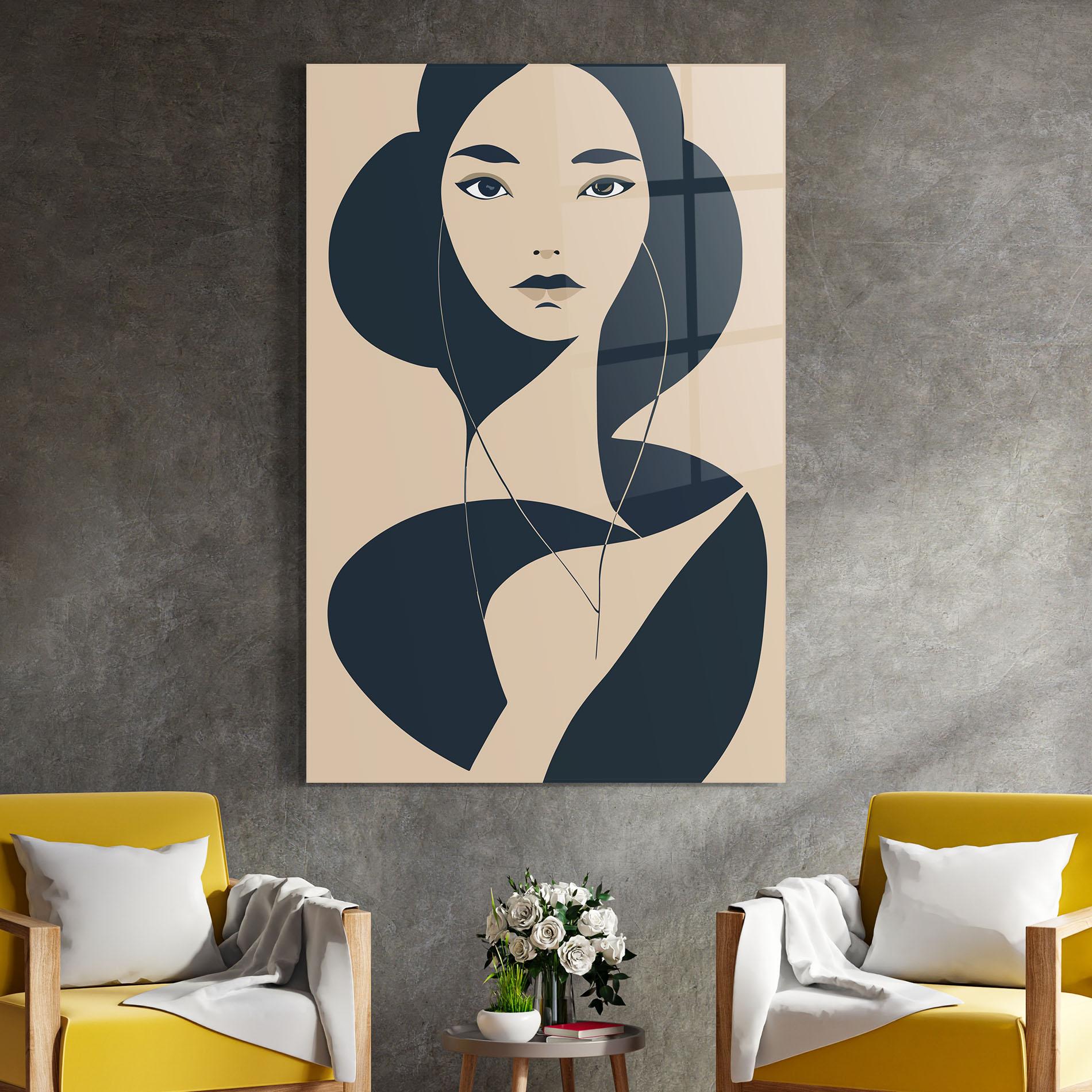 Obraz na Szkle Cream Blue Woman mockup 4