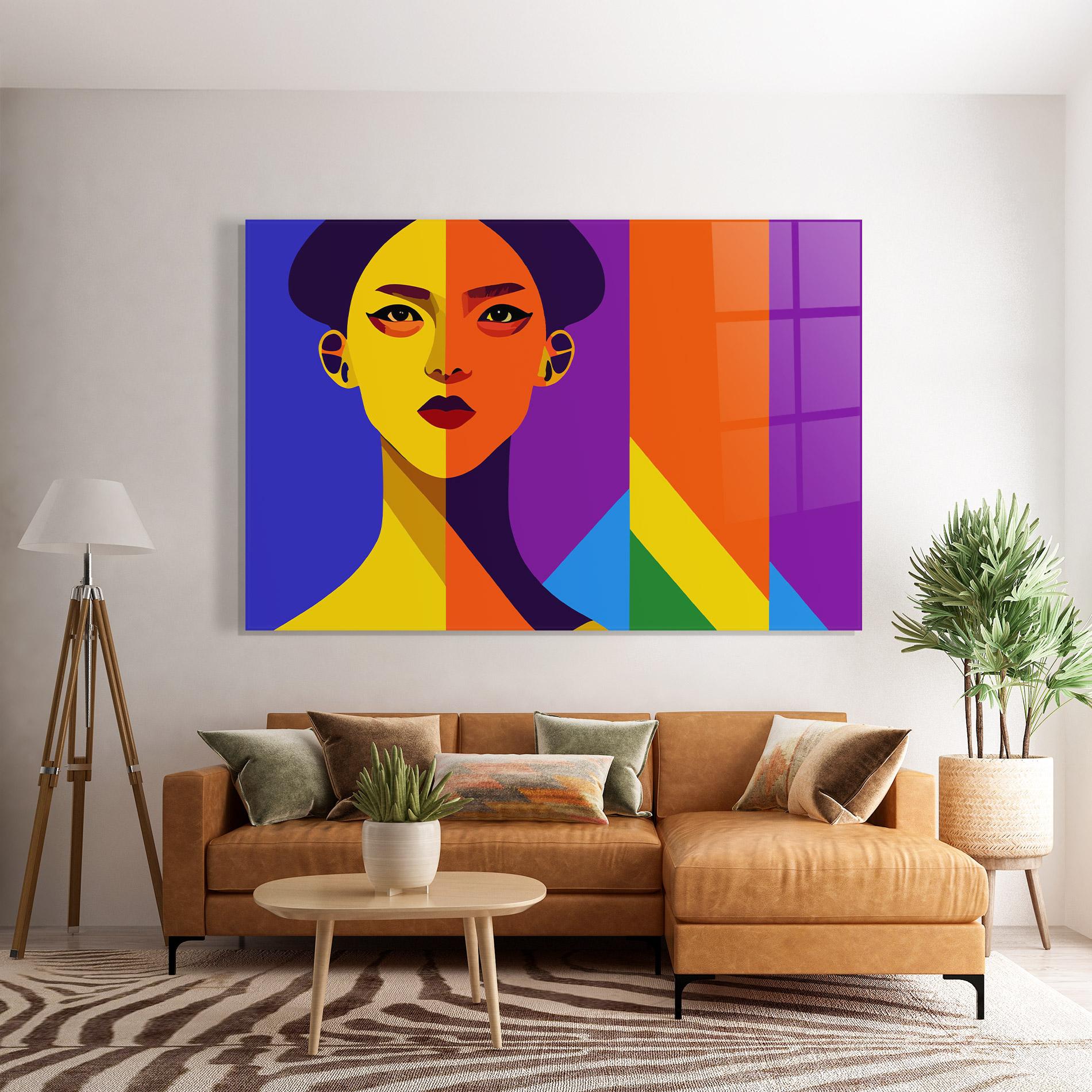 Obraz na Szkle Yellow Orange Face mockup 7