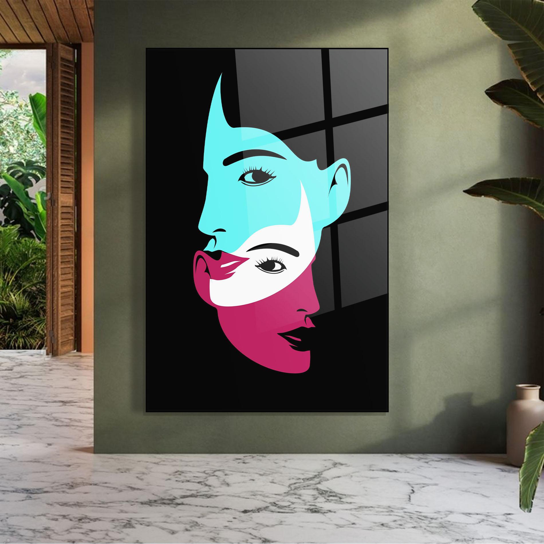 Obraz na Szkle Blue Pink Women mockup 7