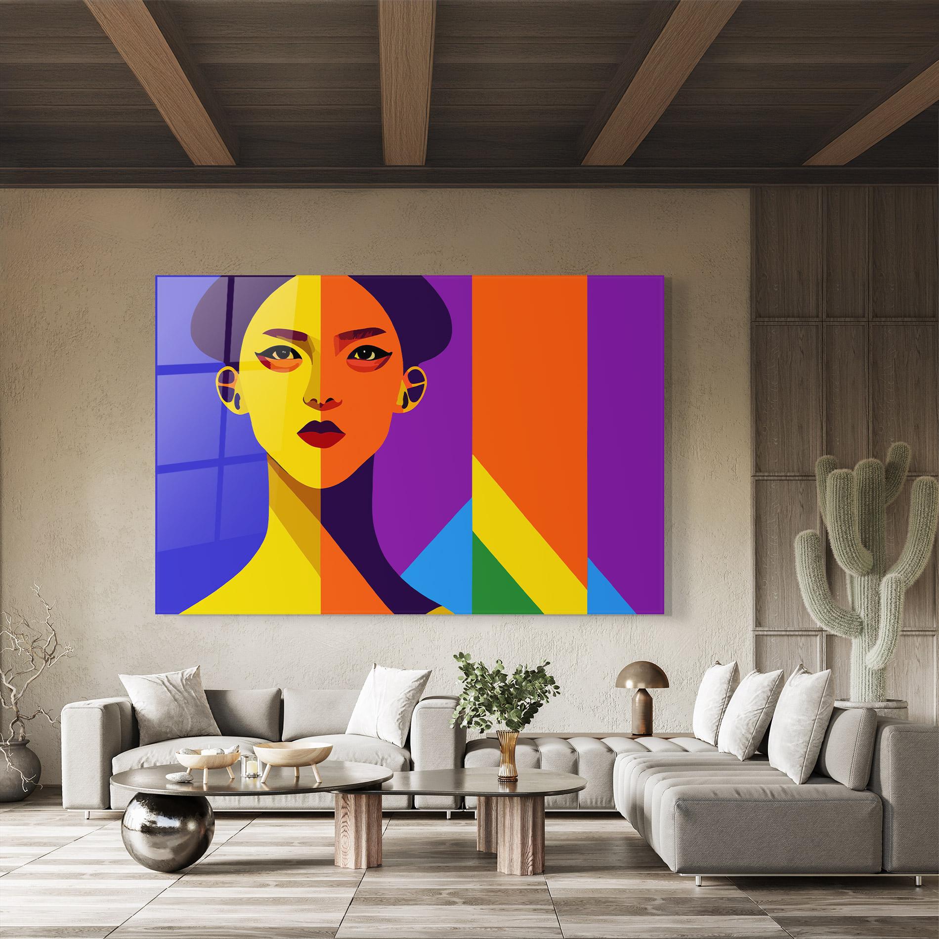 Obraz na Szkle Yellow Orange Face mockup 8