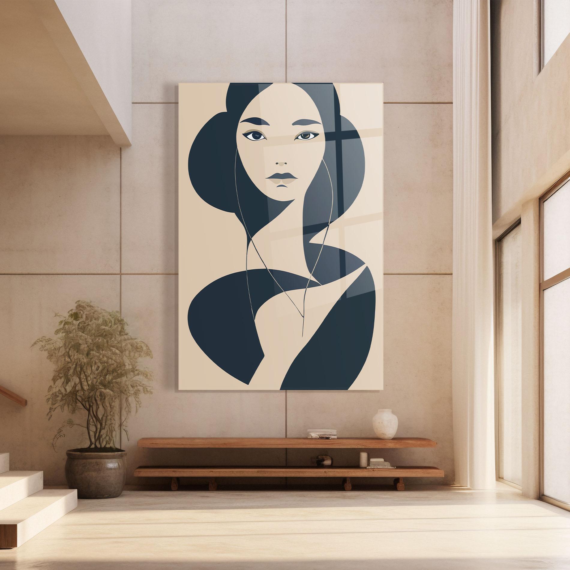 Obraz na Szkle Cream Blue Woman mockup 8