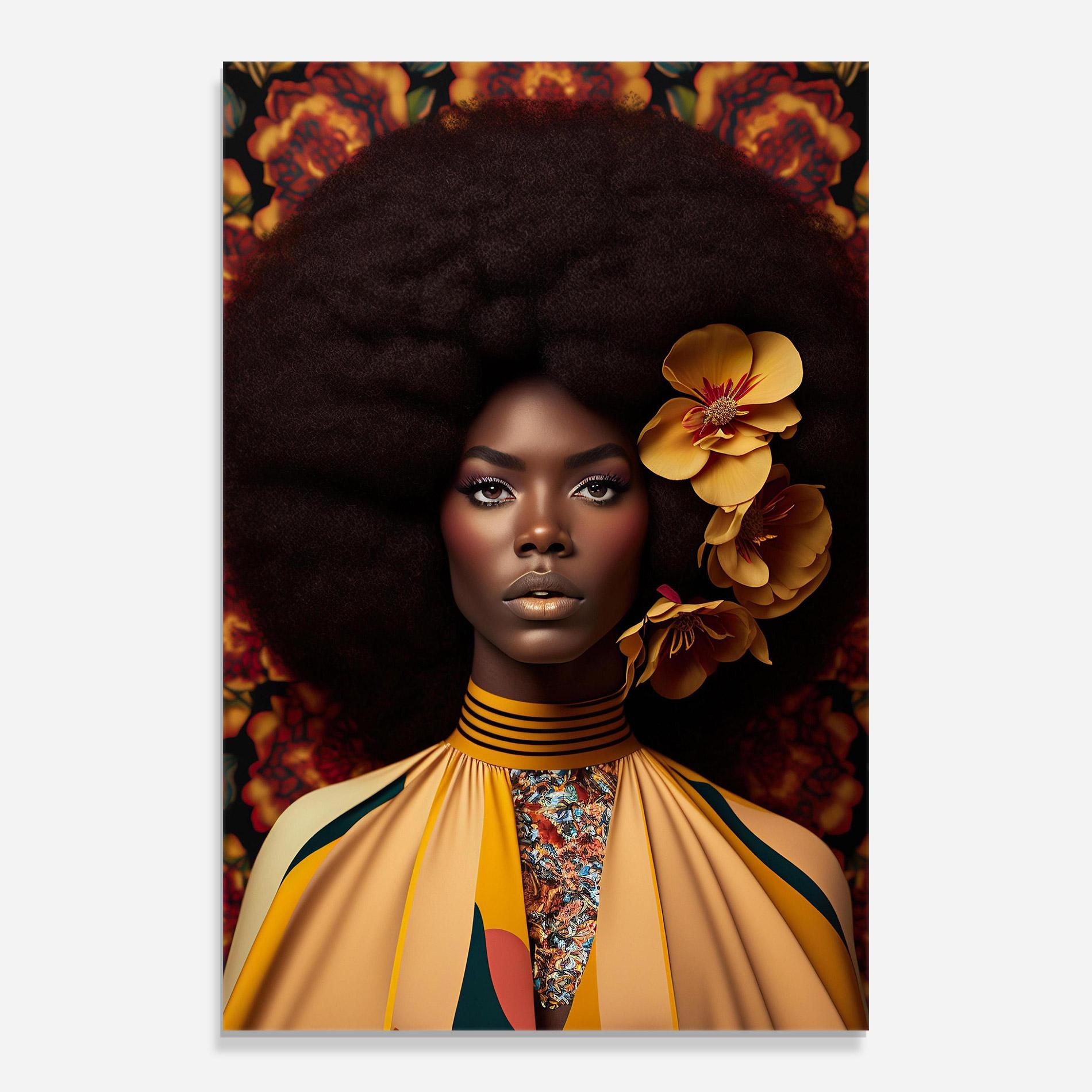 Obraz na Szkle Big Yellow Flower Woman mockup 0