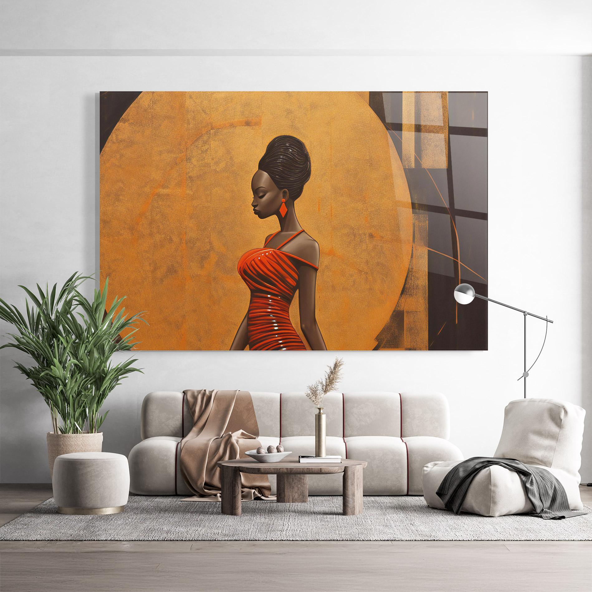 Obraz na Szkle Beautiful African Red Dress mockup 9