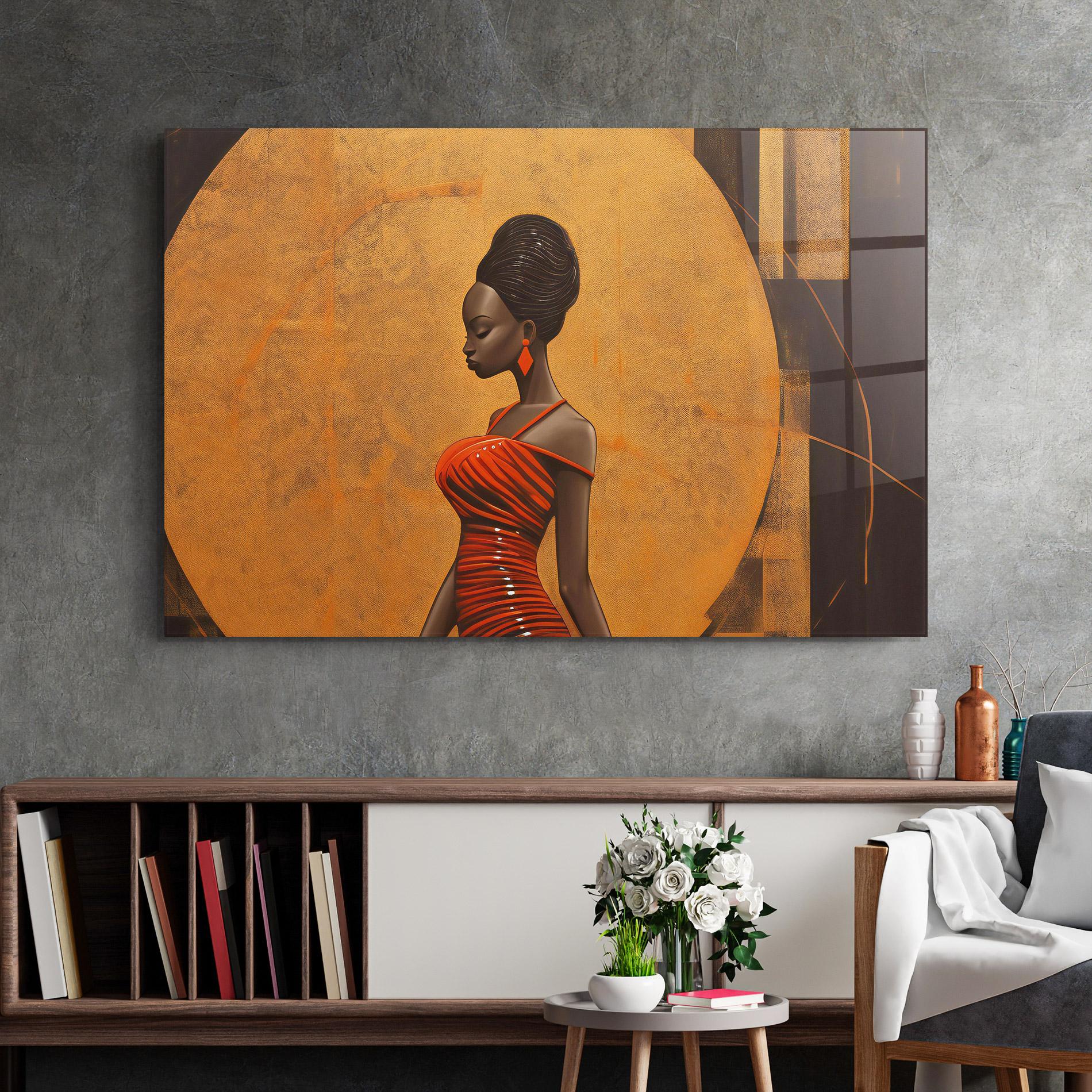 Obraz na Szkle Beautiful African Red Dress mockup 2