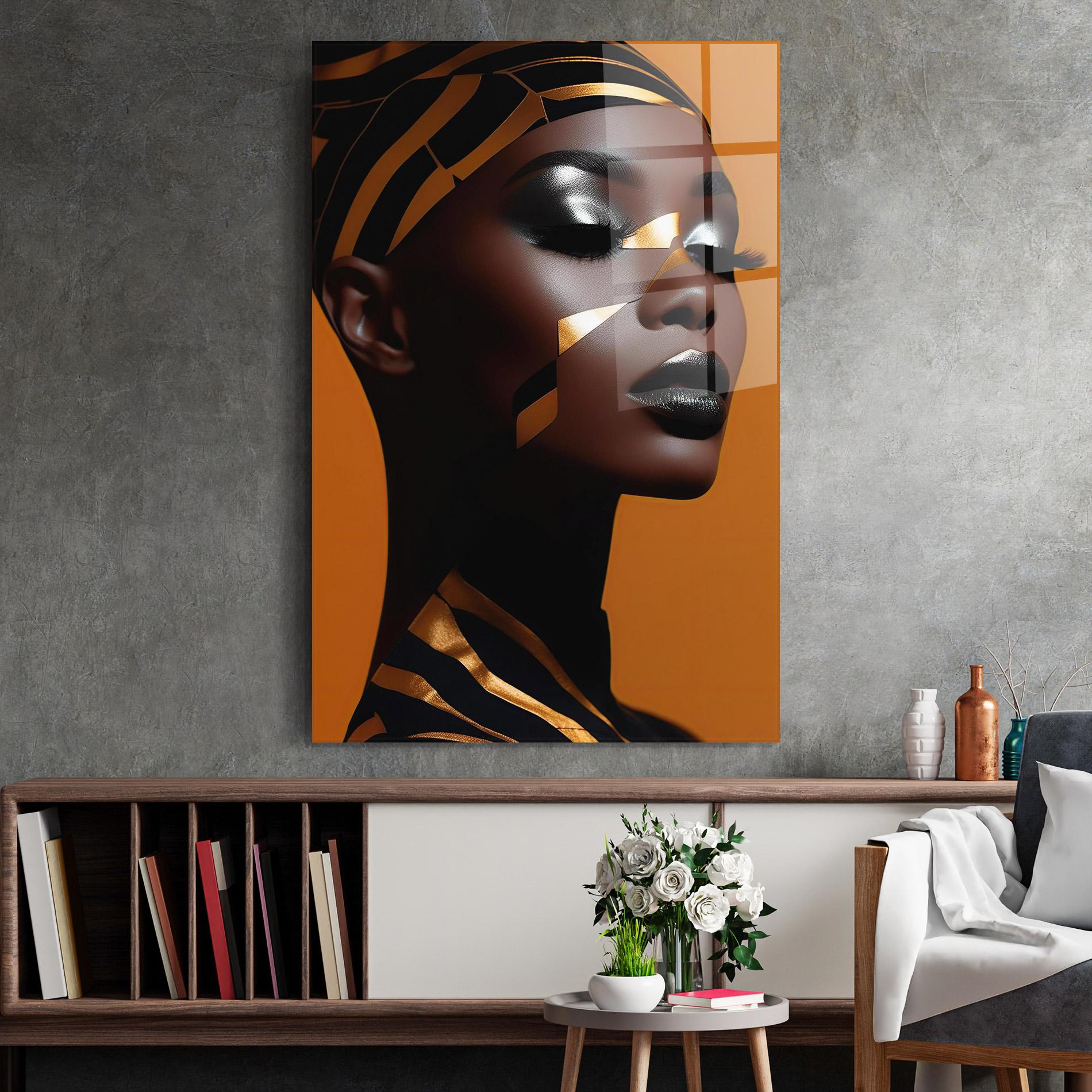 Obraz na Szkle African Woman On Orange mockup 2