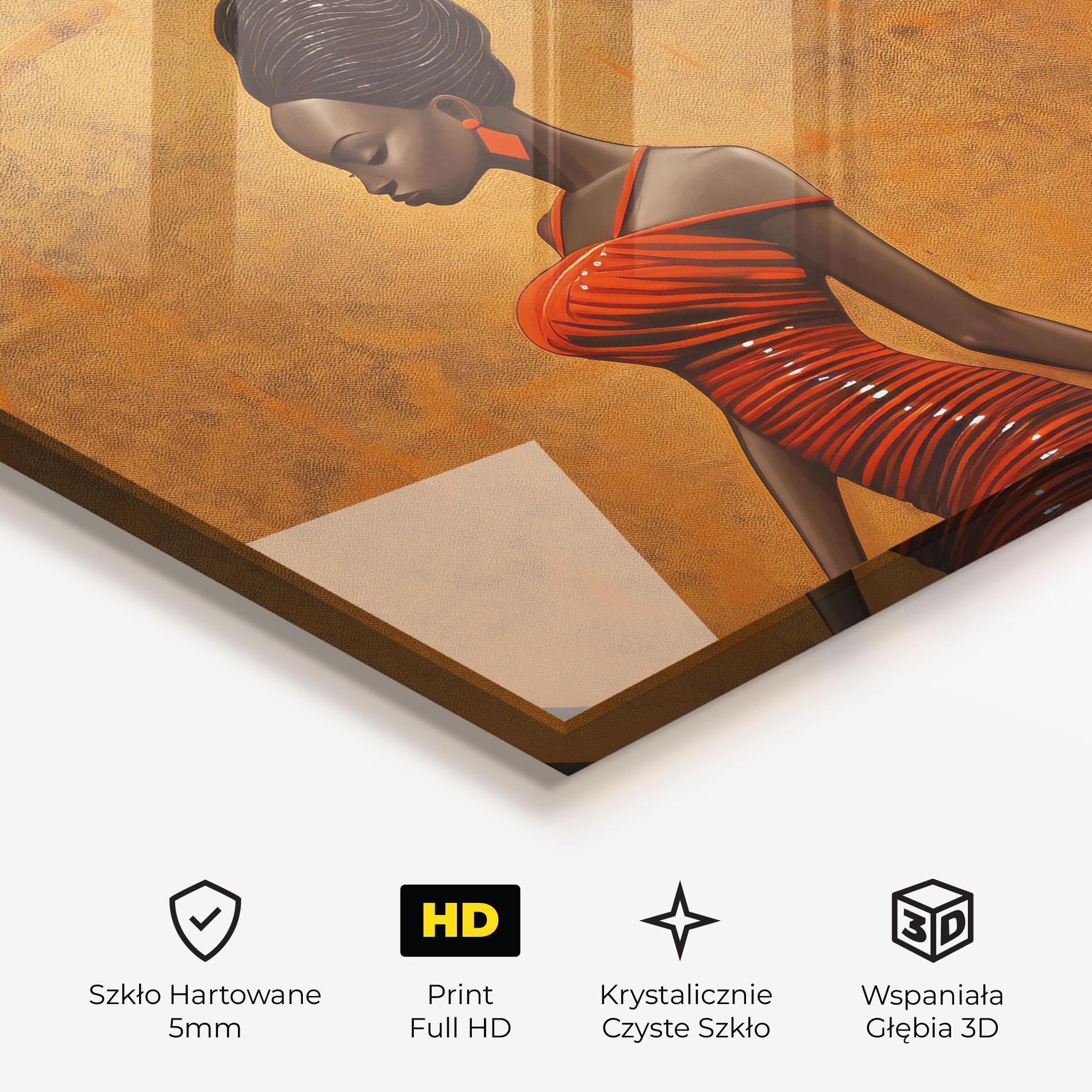 Obraz na Szkle Beautiful African Red Dress mockup 3