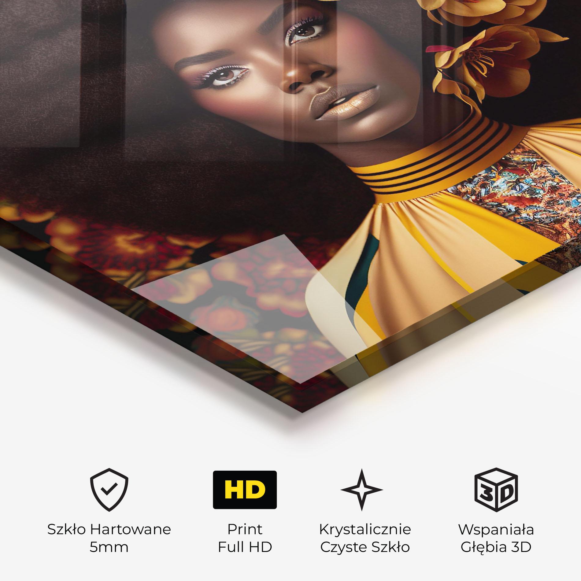 Obraz na Szkle Big Yellow Flower Woman mockup 3