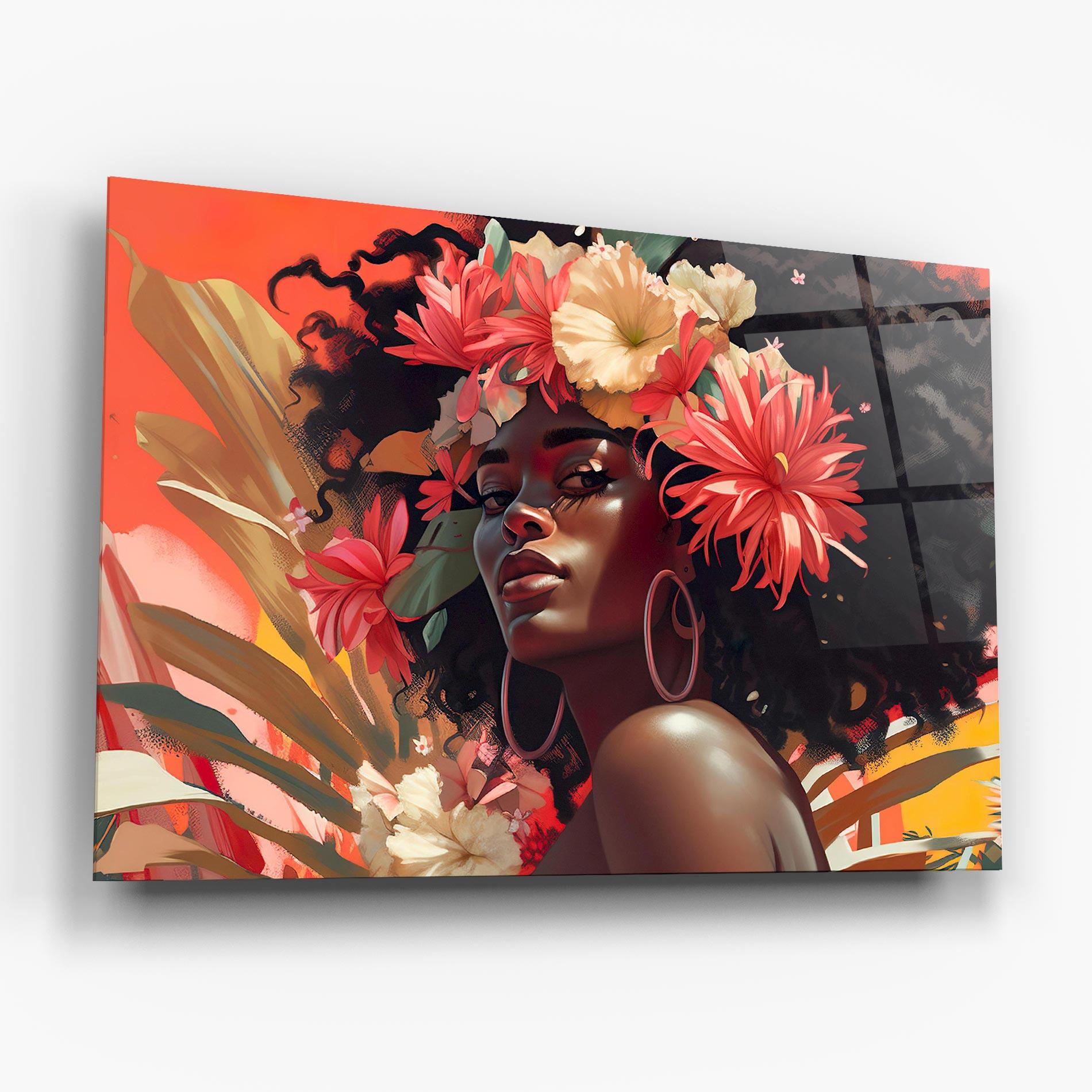 Obraz na Szkle African Flower Woman mockup 6
