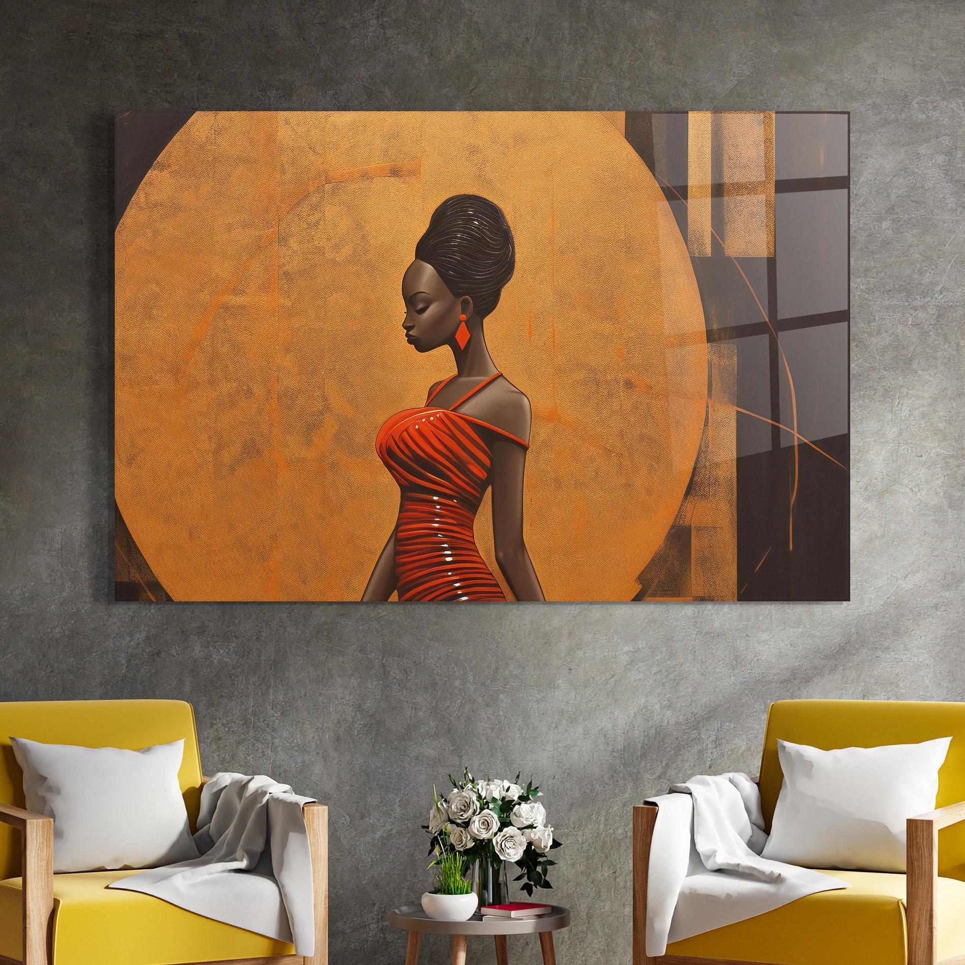 Obraz na Szkle Beautiful African Red Dress mockup 4