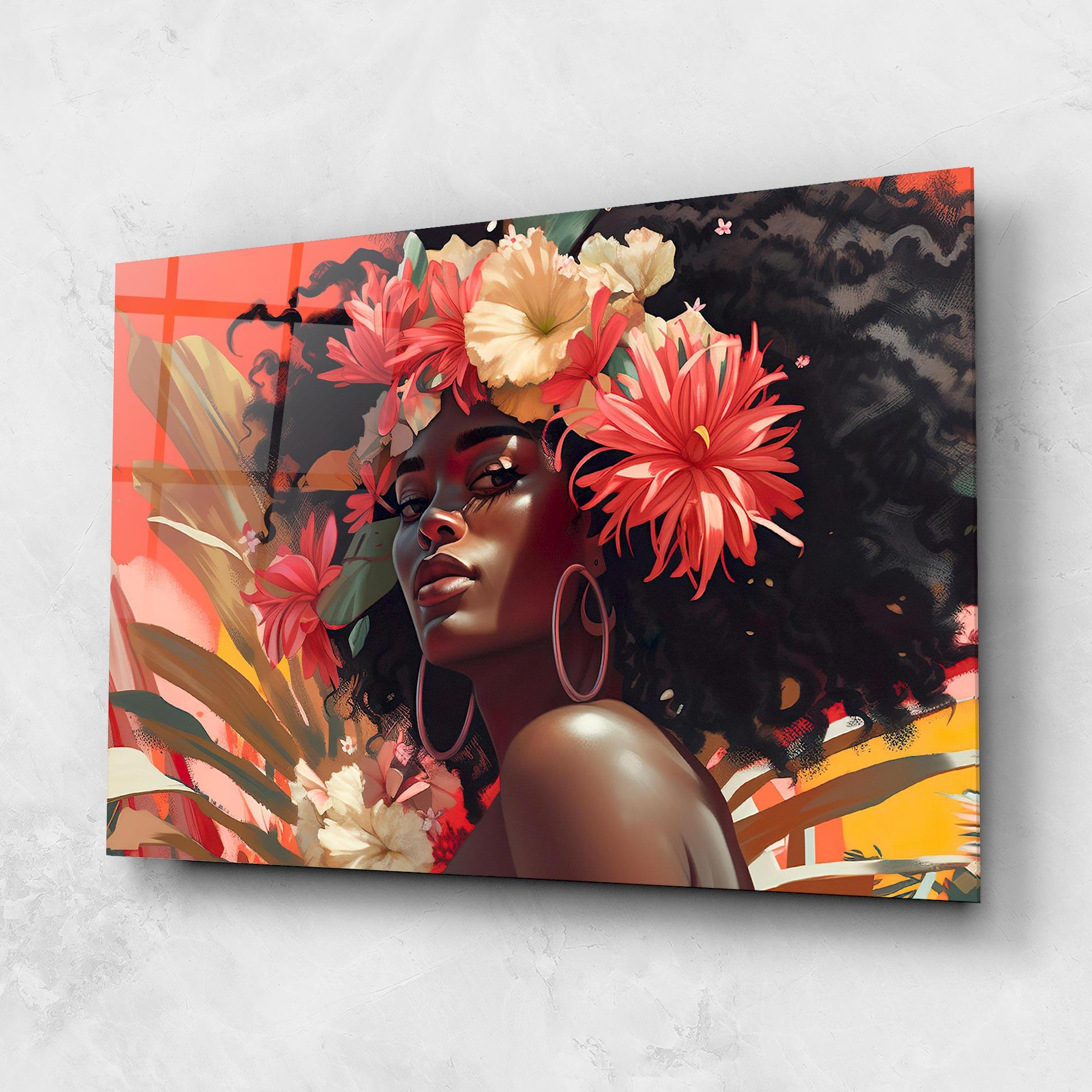 Obraz na Szkle African Flower Woman mockup 1