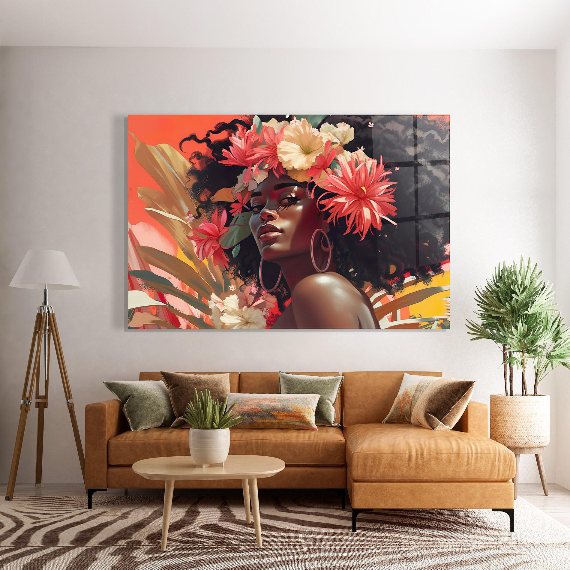 Obraz na Szkle African Flower Woman mockup 7