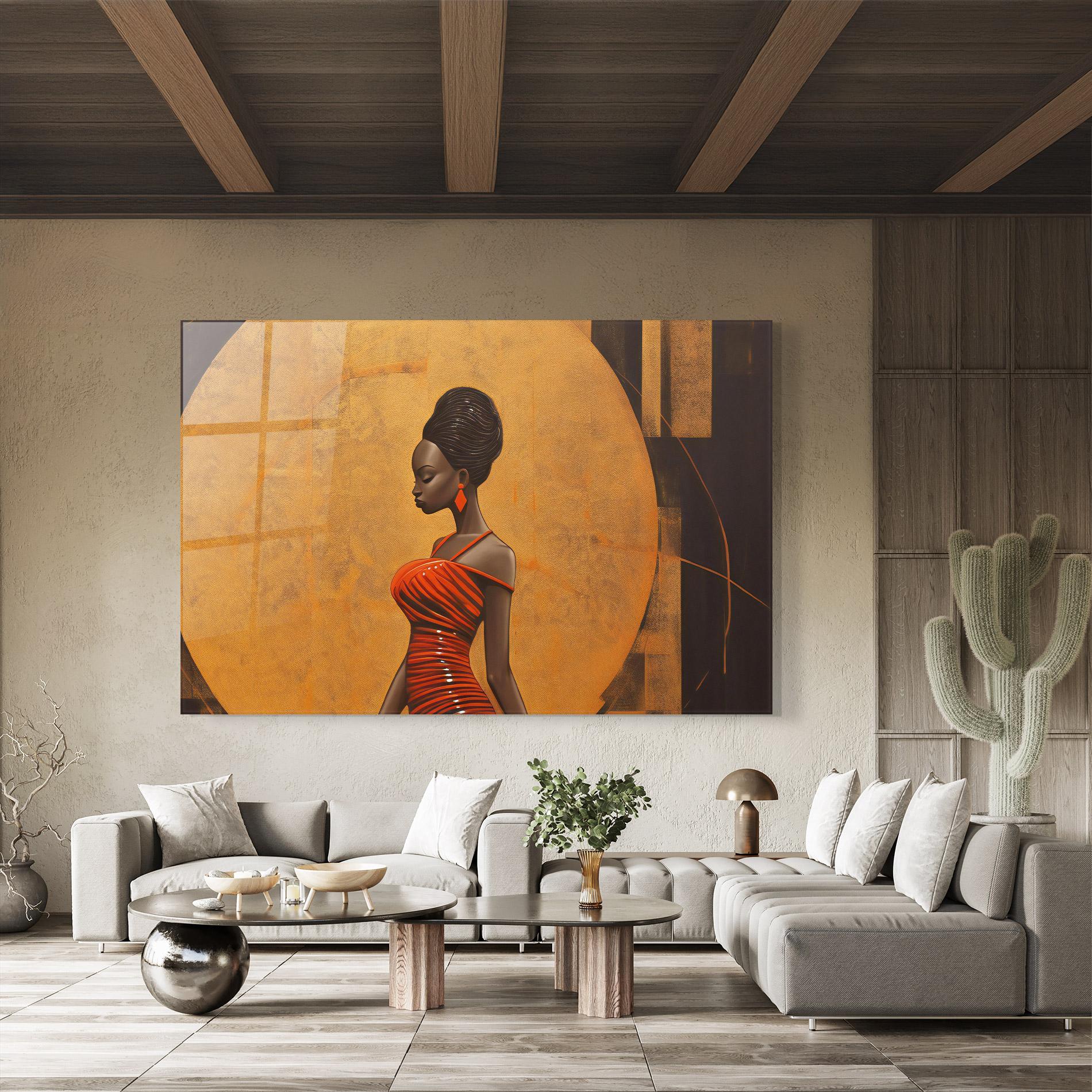 Obraz na Szkle Beautiful African Red Dress mockup 8