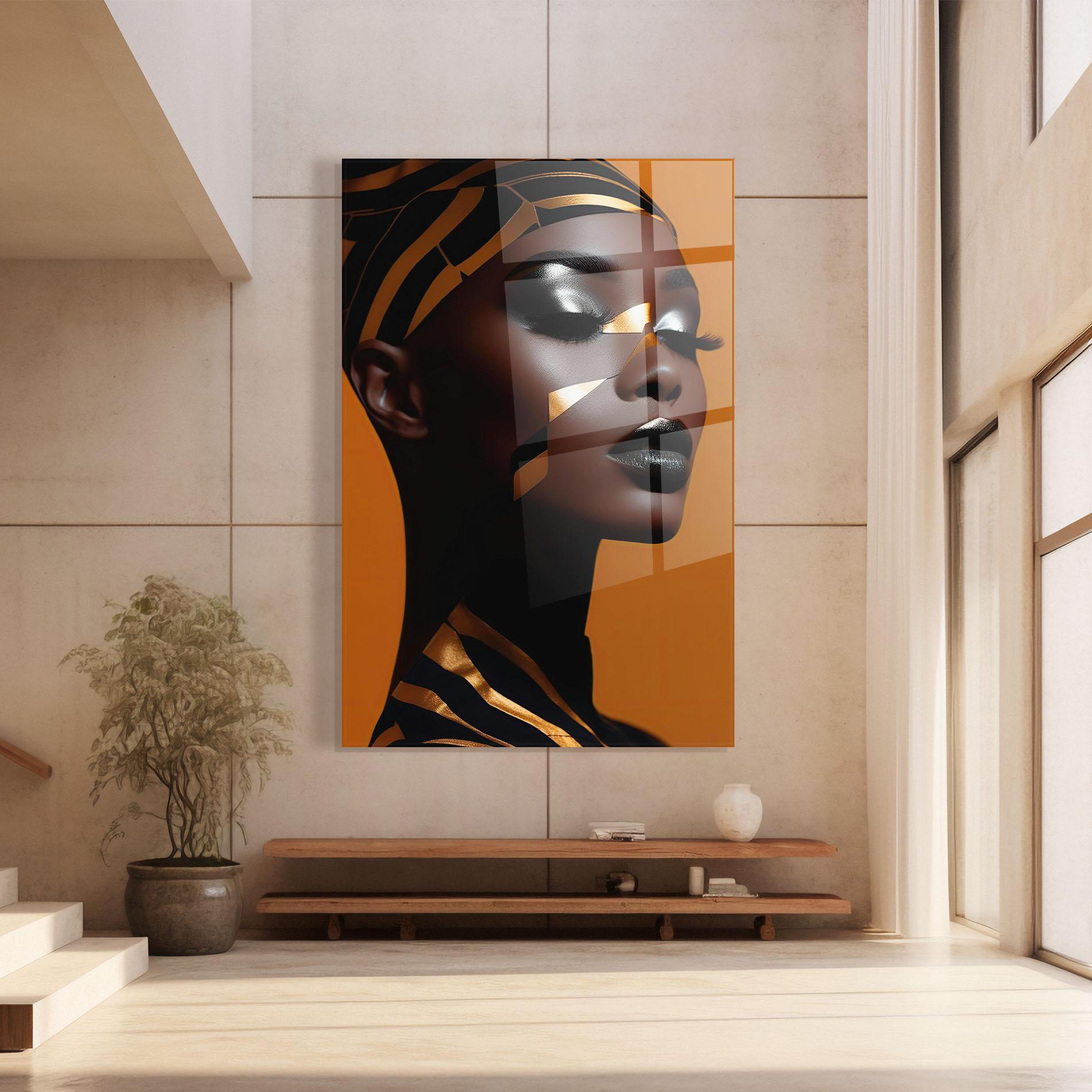 Obraz na Szkle African Woman On Orange mockup 8